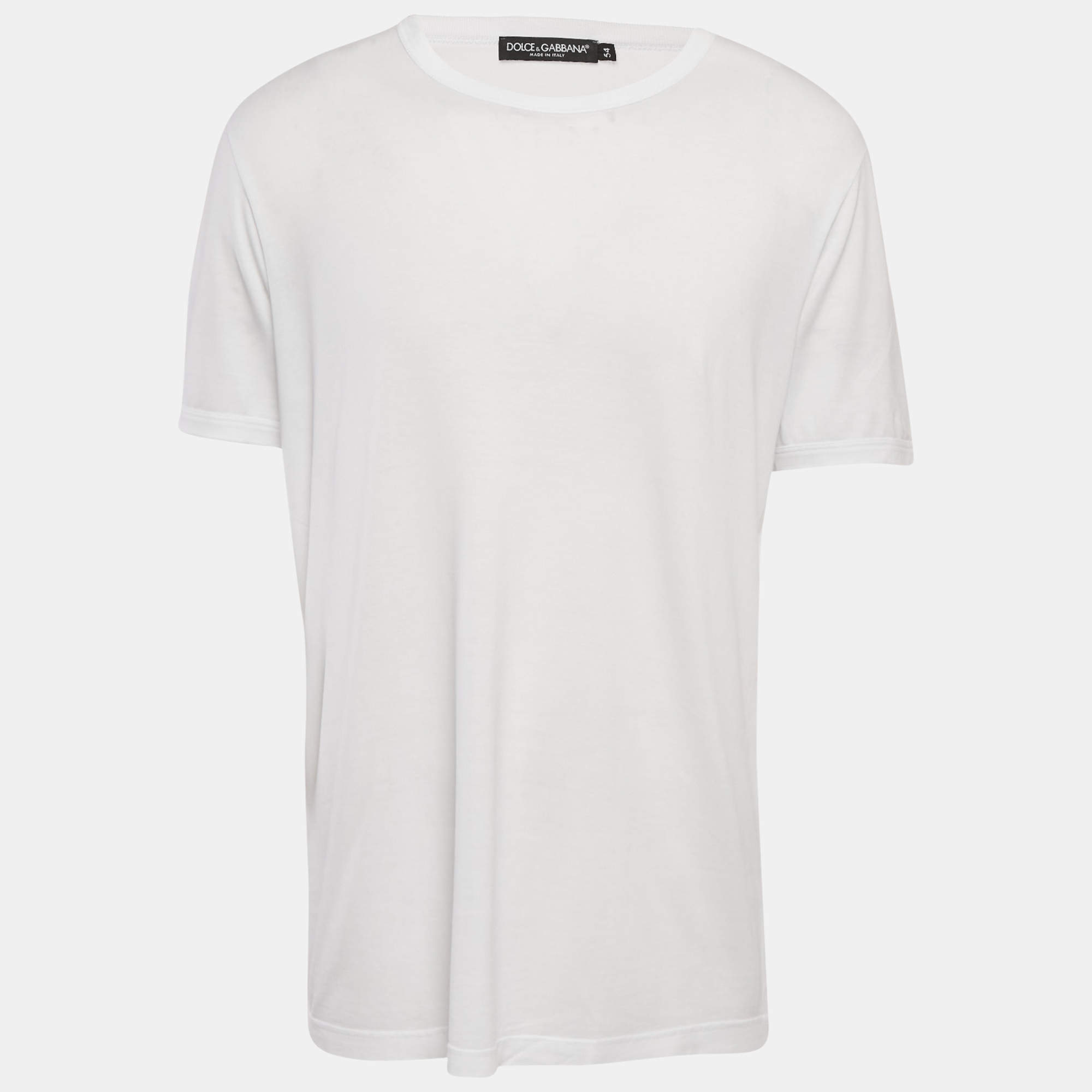 Pre Owned Dolce & Gabbana White Jersey Crewneck T-Shirt XXL
