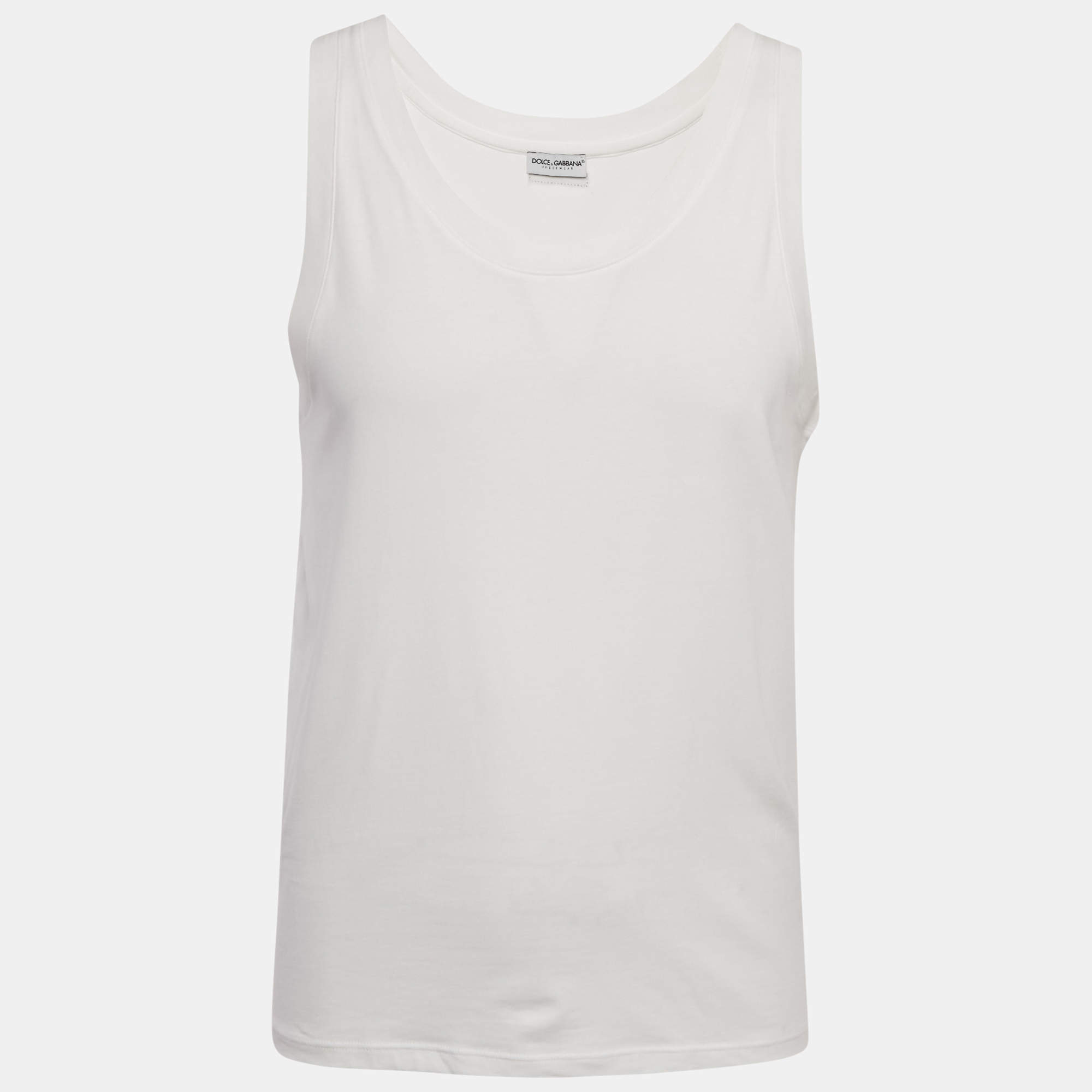Pre Owned Dolce & Gabbana Underwear White Cotton Knit Tank Top S