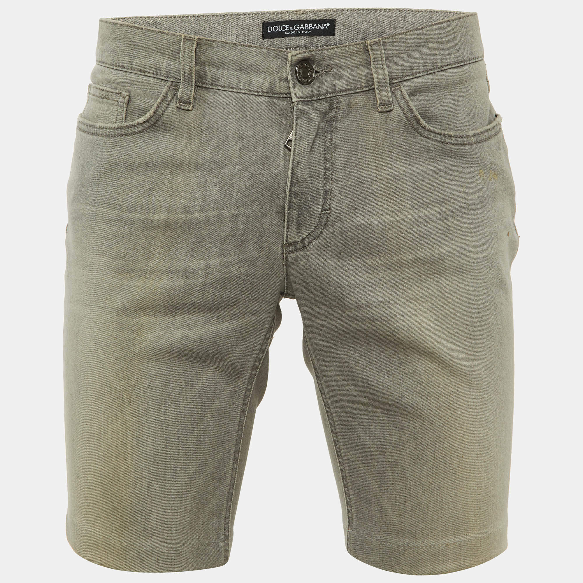 Pre Owned Dolce & Gabbana Grey Denim Shorts M/Waist 35"