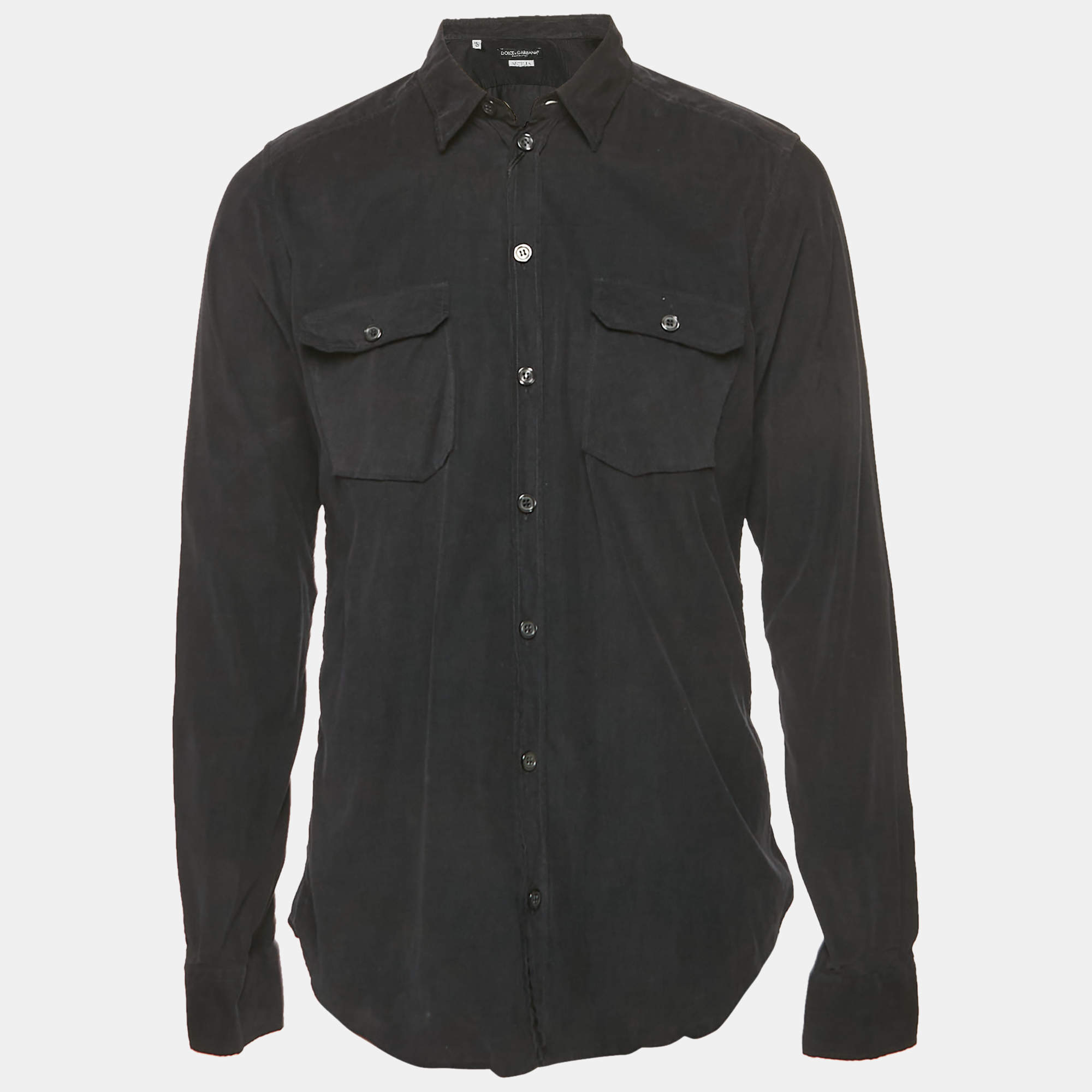 Pre Owned Dolce & Gabbana Black Corduroy Silica Shirt XL