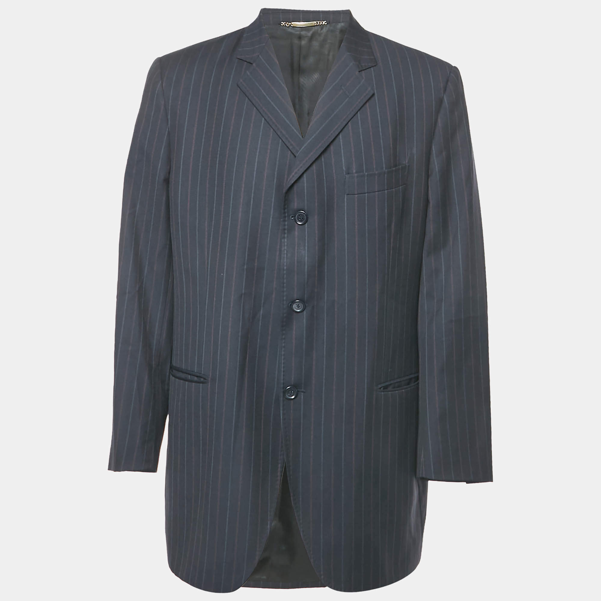 Pre Owned Dolce & Gabbana Navy Blue Striped Single Breasted Blazer XXXL