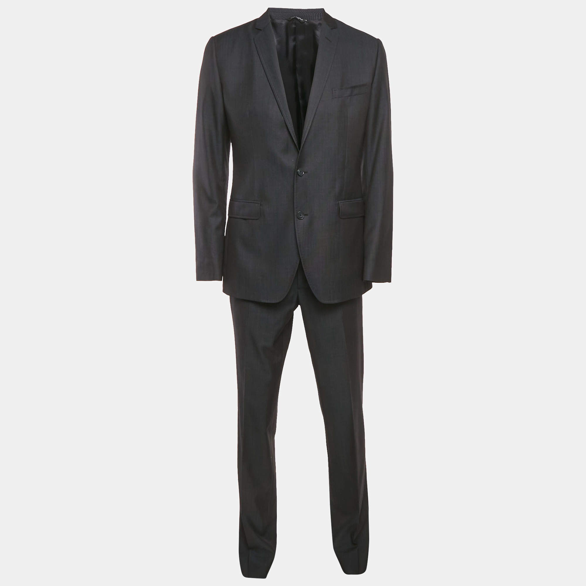 Pre Owned Dolce & Gabbana Navy Blue Wool Blend Single Breasted Suit L