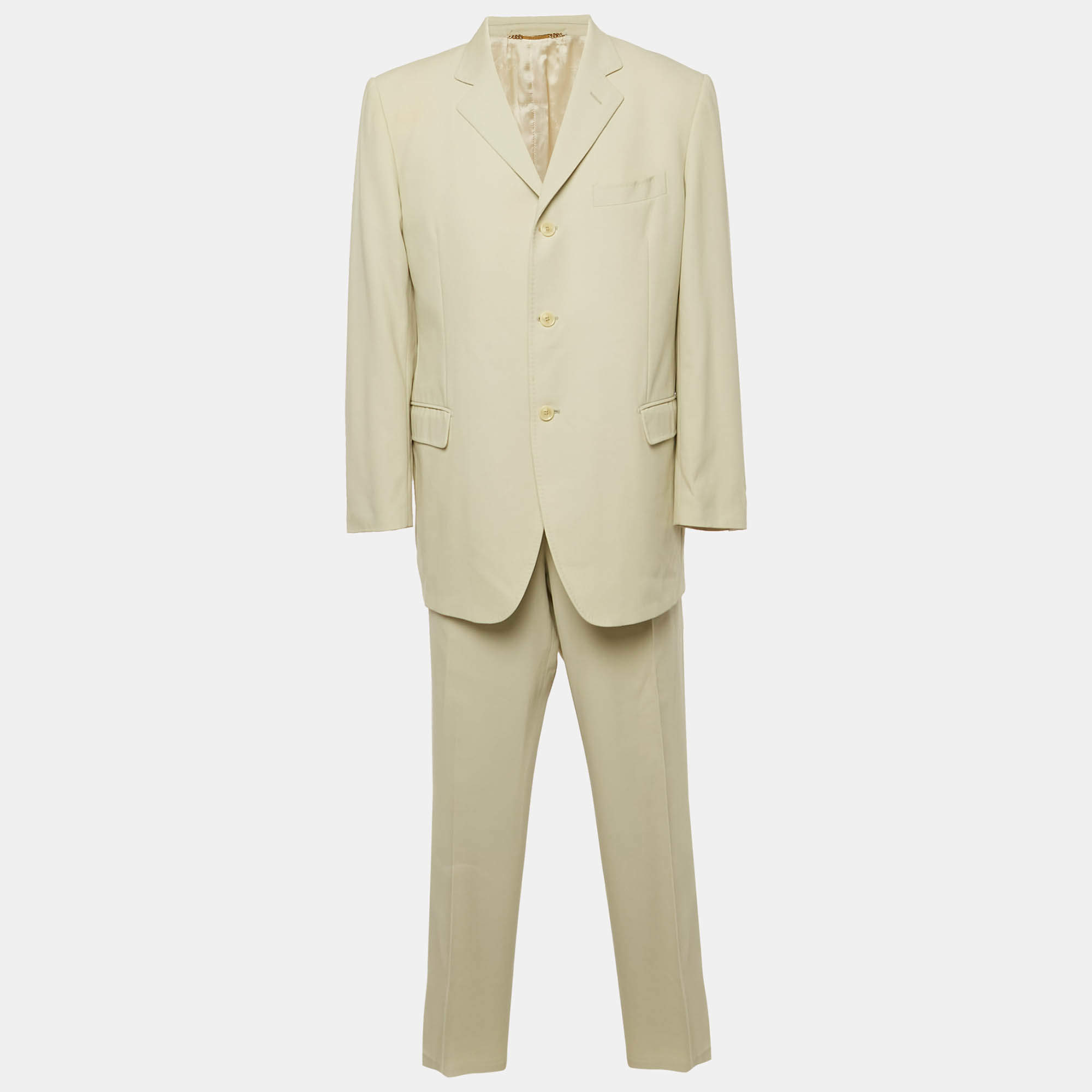 Pre Owned Dolce & Gabbana Cream Gabardine Regular Suit XXXL