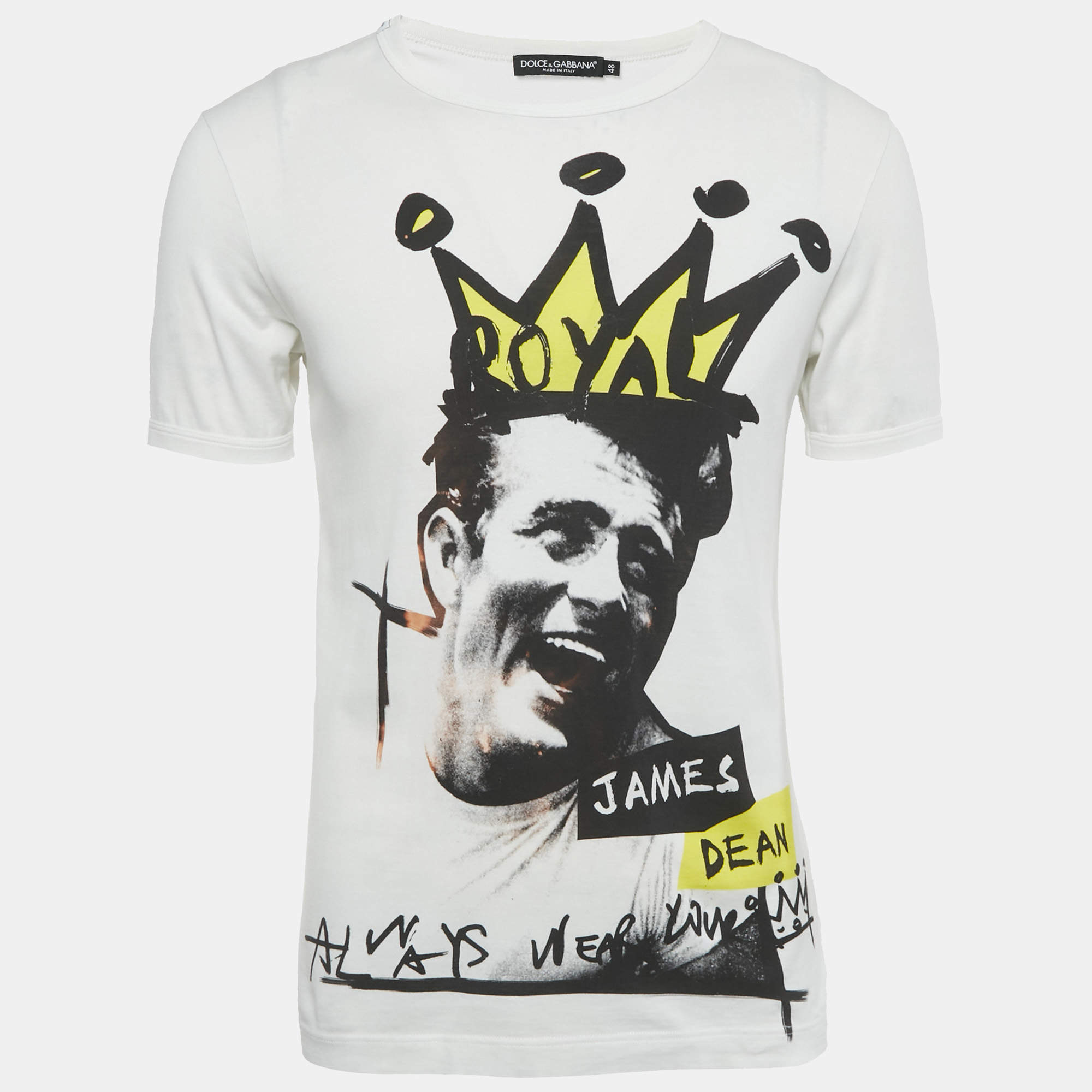 Pre Owned Dolce & Gabbana White James Dean Jersey Crewneck T-Shirt M