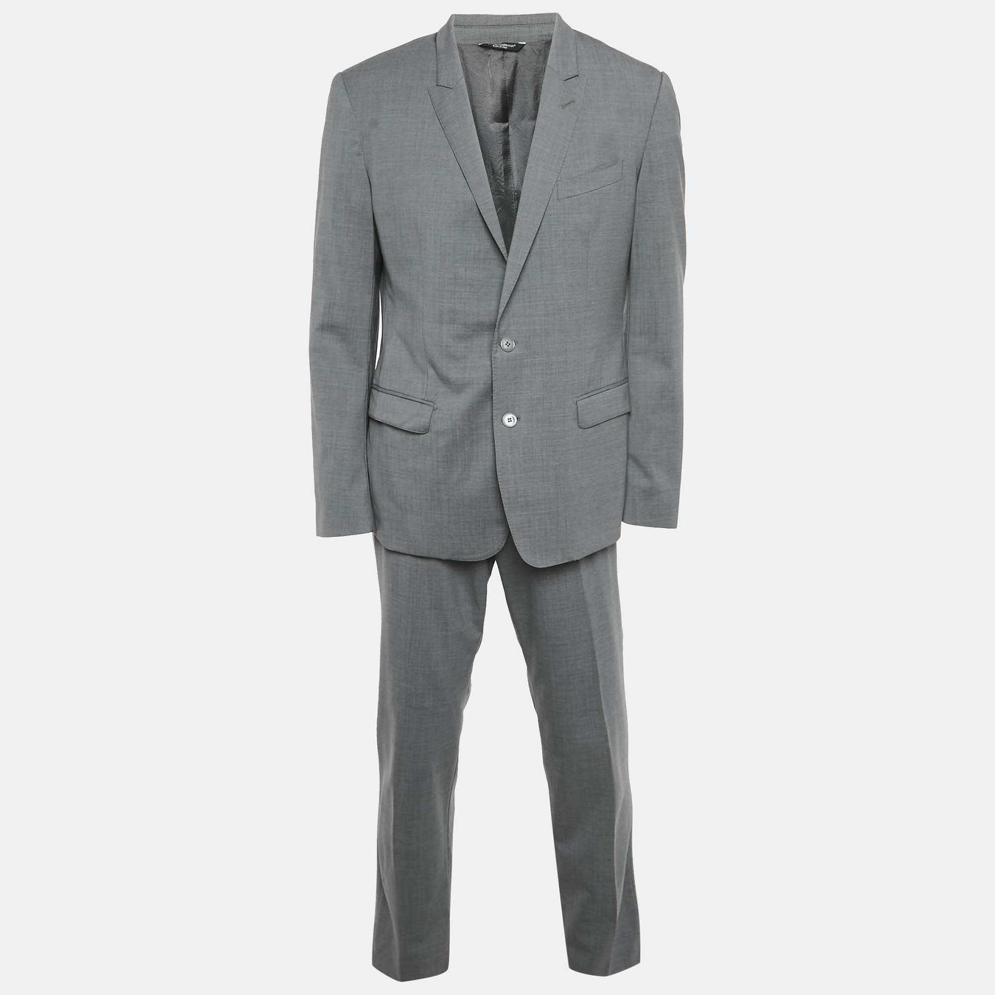 Pre Owned Dolce & Gabbana Grey Wool Tailored Martini Pants Suit  XL