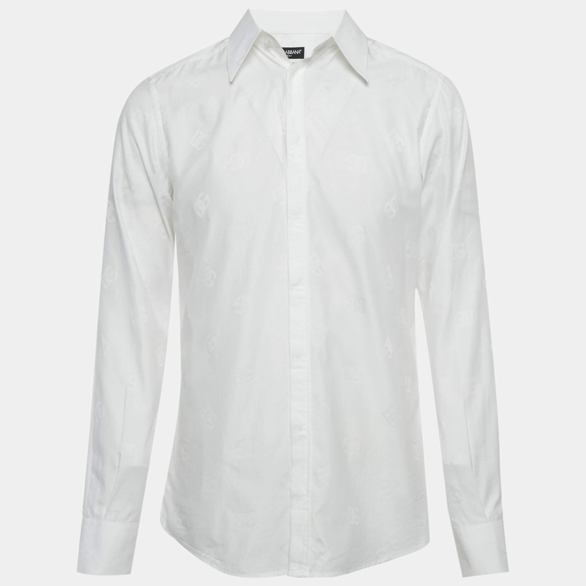 Pre Owned Dolce & Gabbana Martini White Monogram Cotton Shirt L