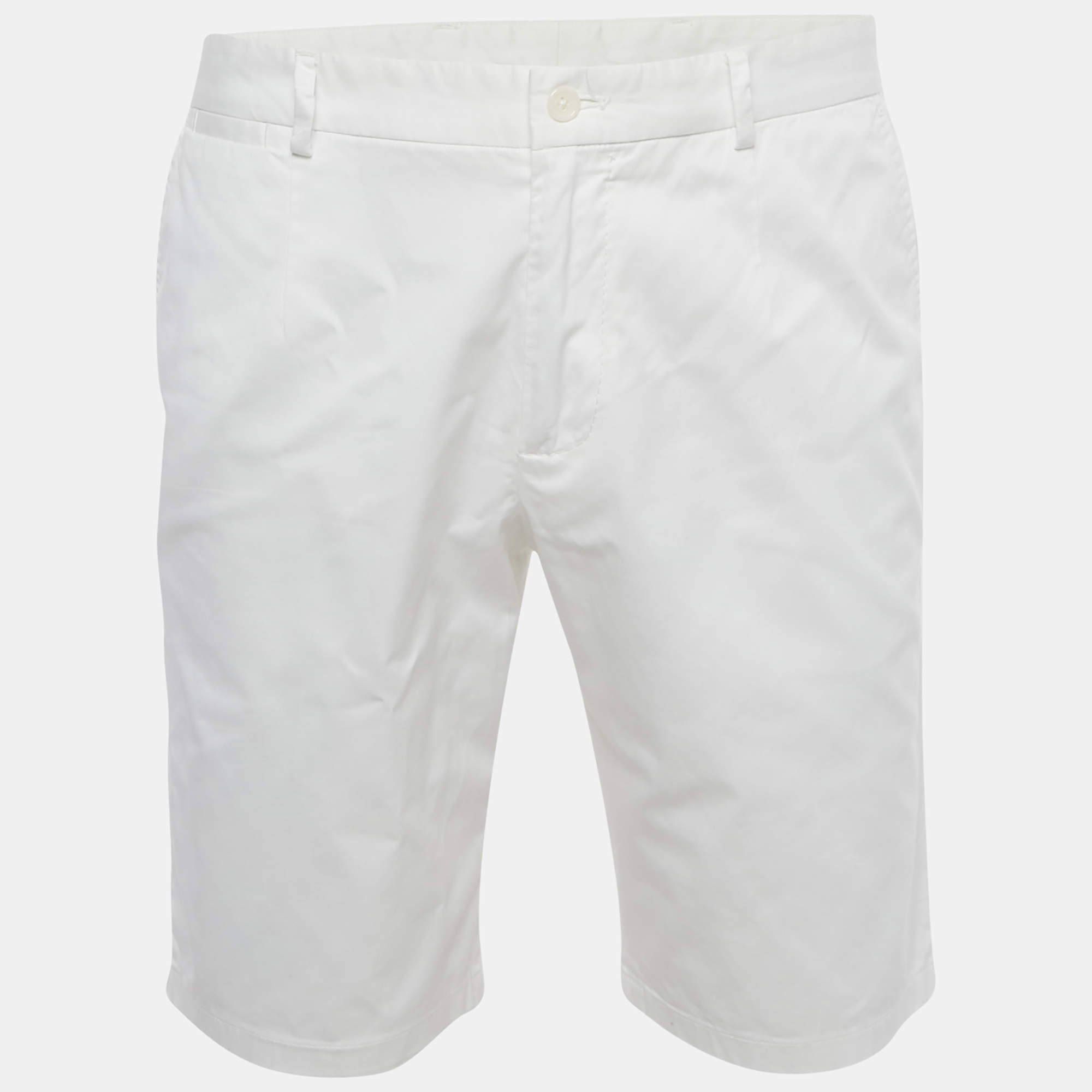 Pre Owned Dolce & Gabbana White  DG Embroidery Stretch Cotton Shorts L