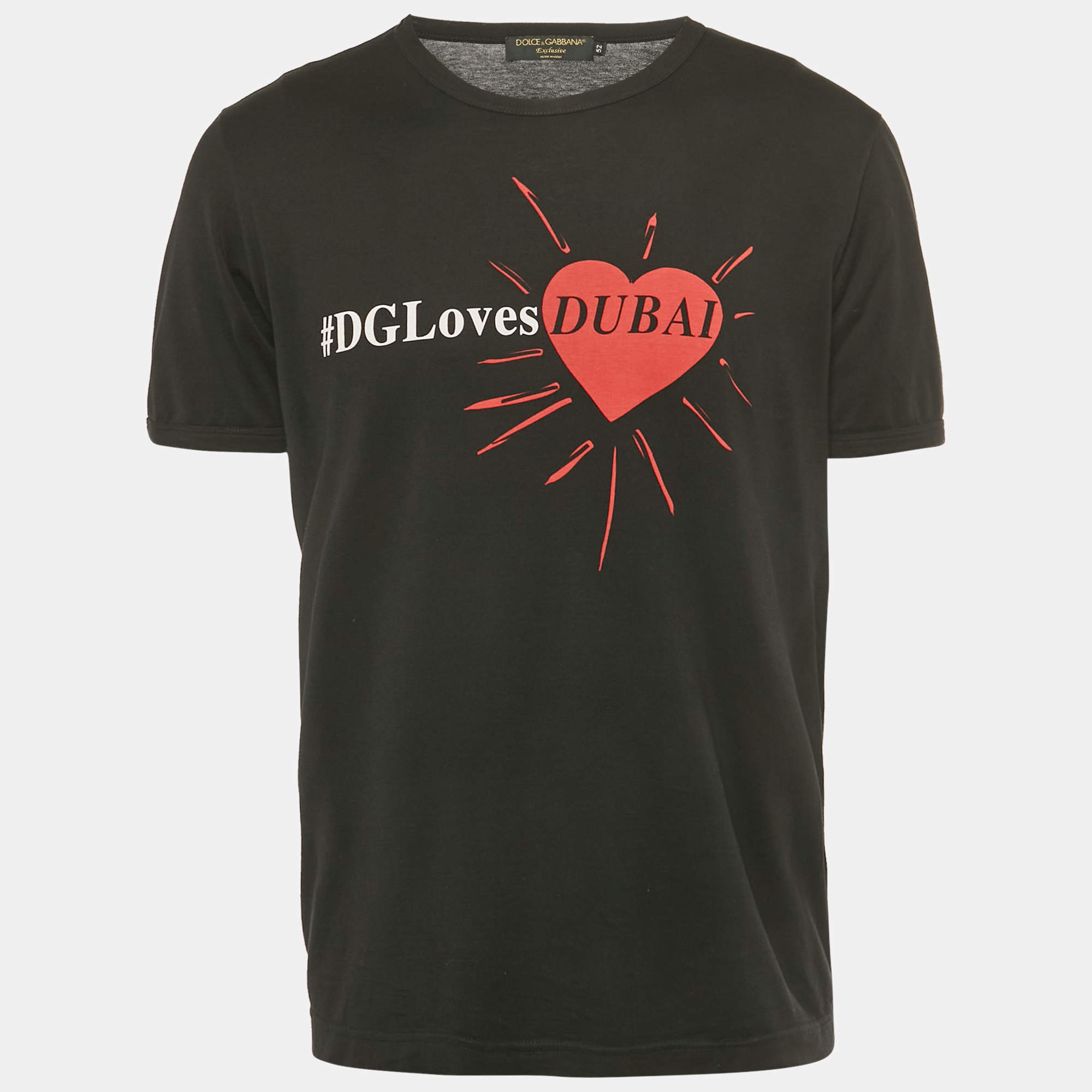 Pre Owned Dolce & Gabbana Exclusive Black Printed Jersey T-Shirt XL