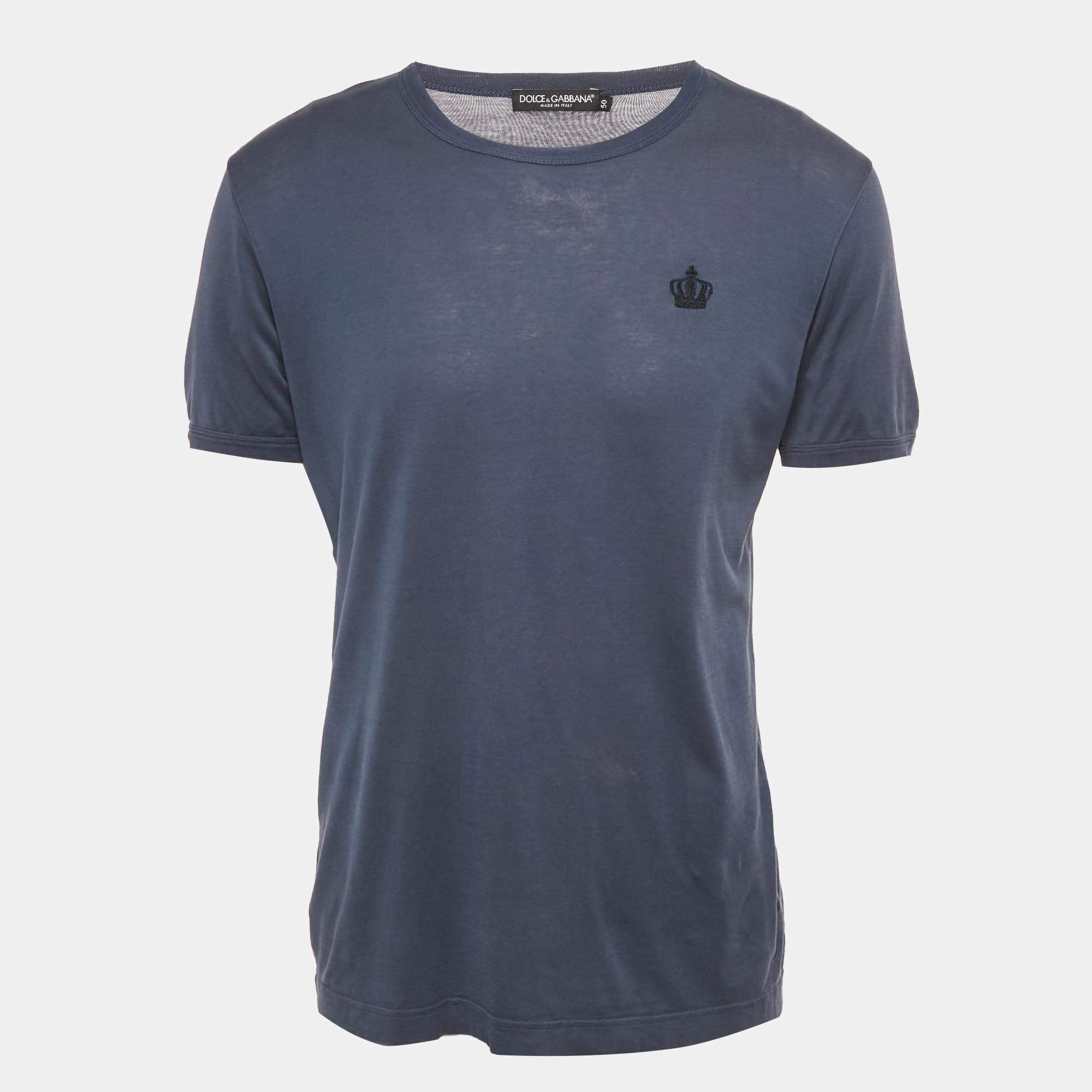 Pre Owned Dolce & Gabbana Blue Jersey Crew Neck T-Shirt L