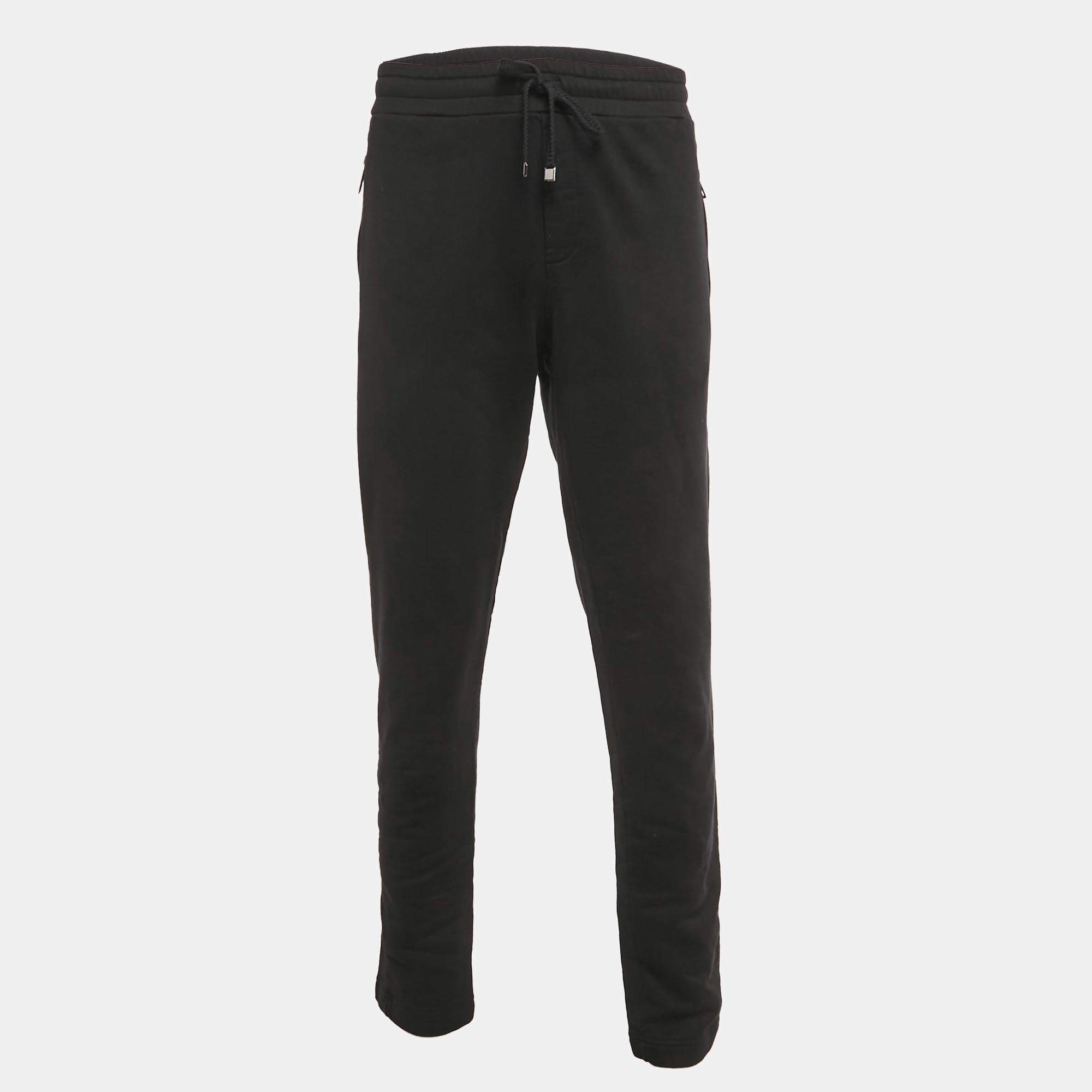 Pre Owned Dolce & Gabbana Black Cotton Drawstring Sweatpants XXL