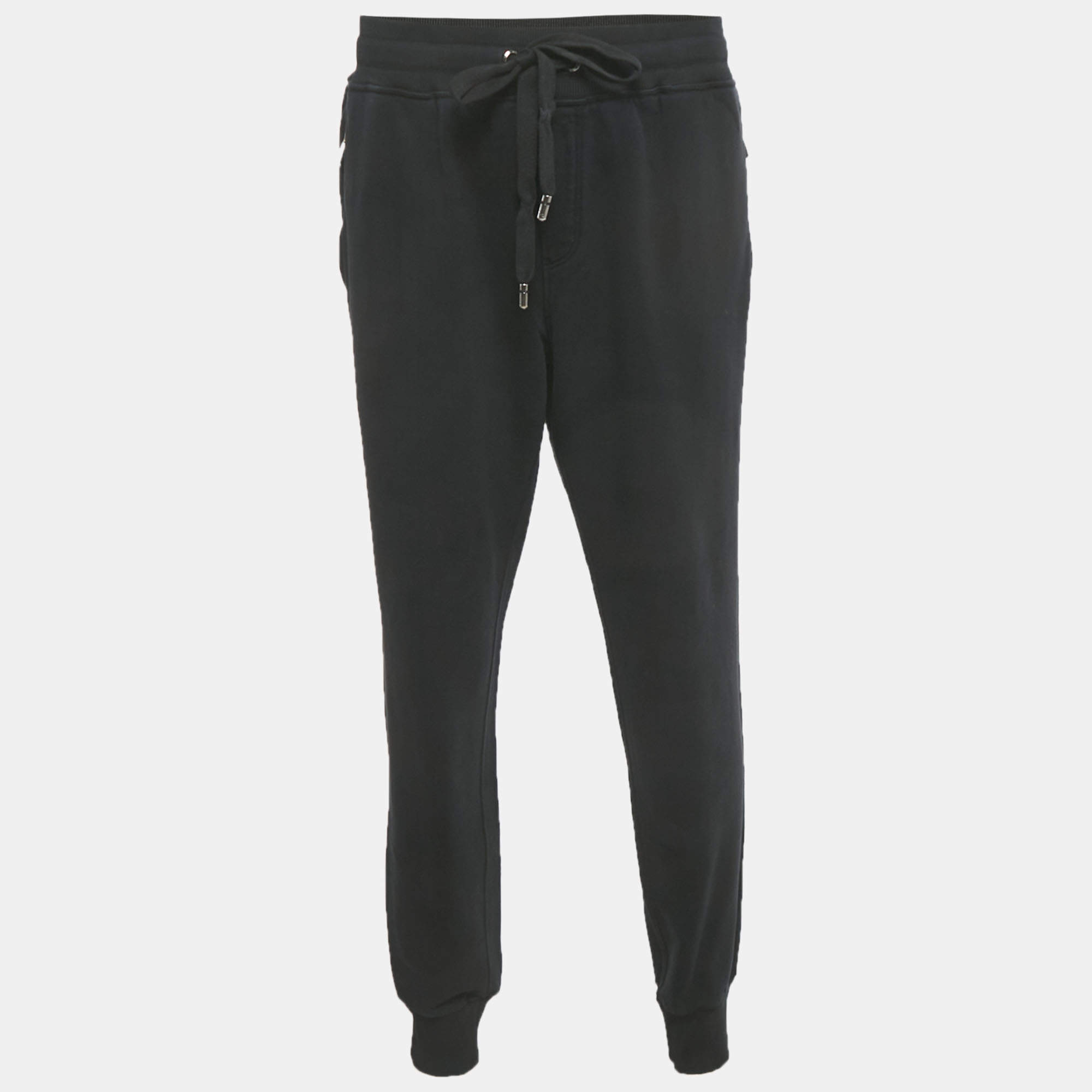 Pre Owned Dolce & Gabbana Black Cotton Knit Jogger Pants 4XL