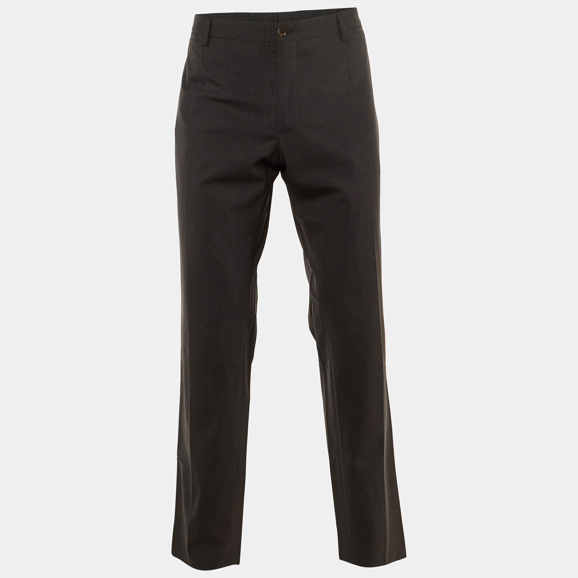 Pre Owned Dolce & Gabbana Grey Wool Trousers XL