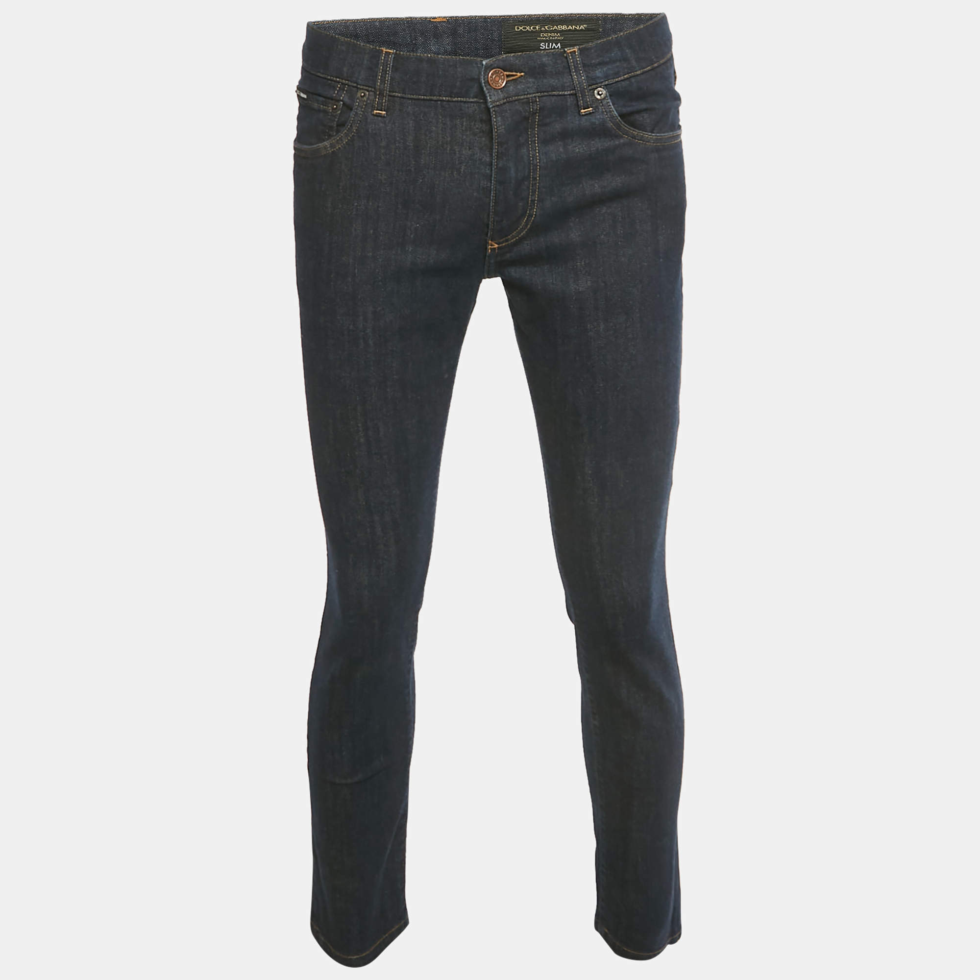 Pre Owned Dolce & Gabbana Blue Denim Slim Fit Jeans M/Waist 32"