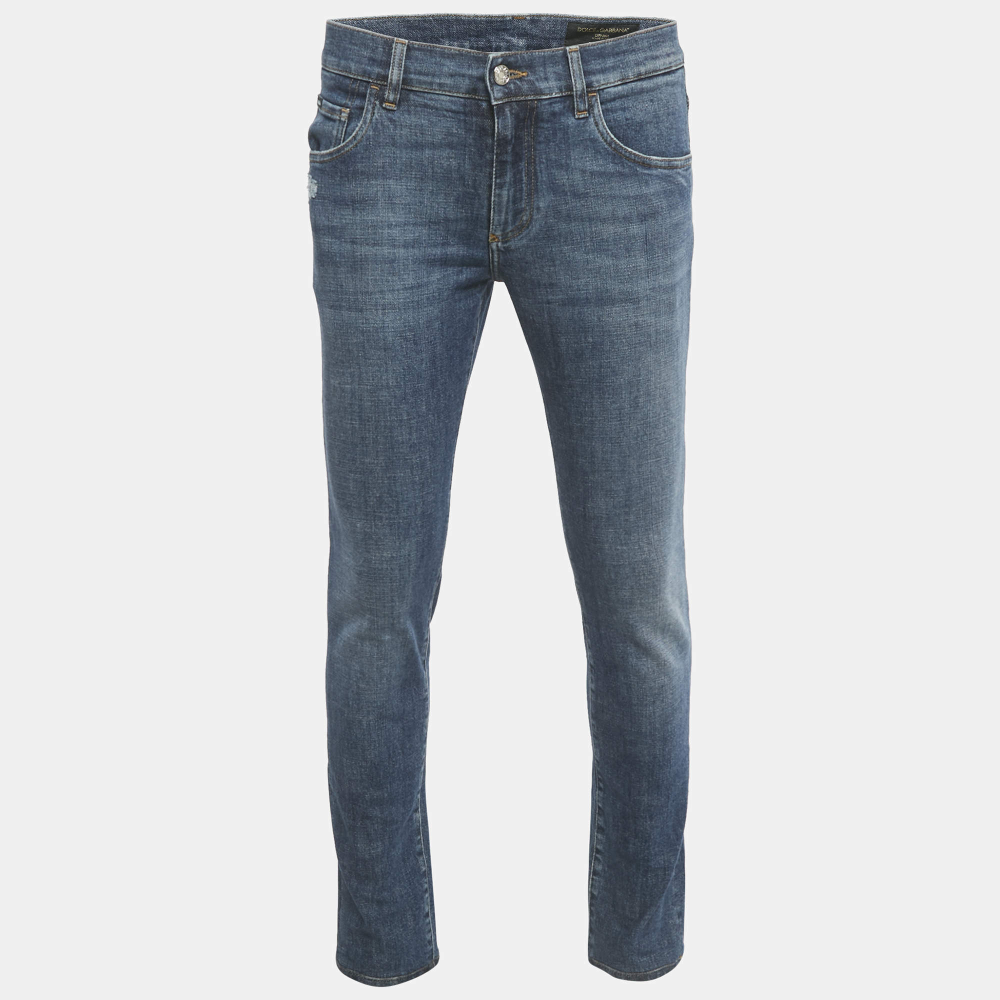 مملوكة مسبقًا Dolce & Gabbana Blue Washed Denim Skinny  Jeans M/Waist 32"