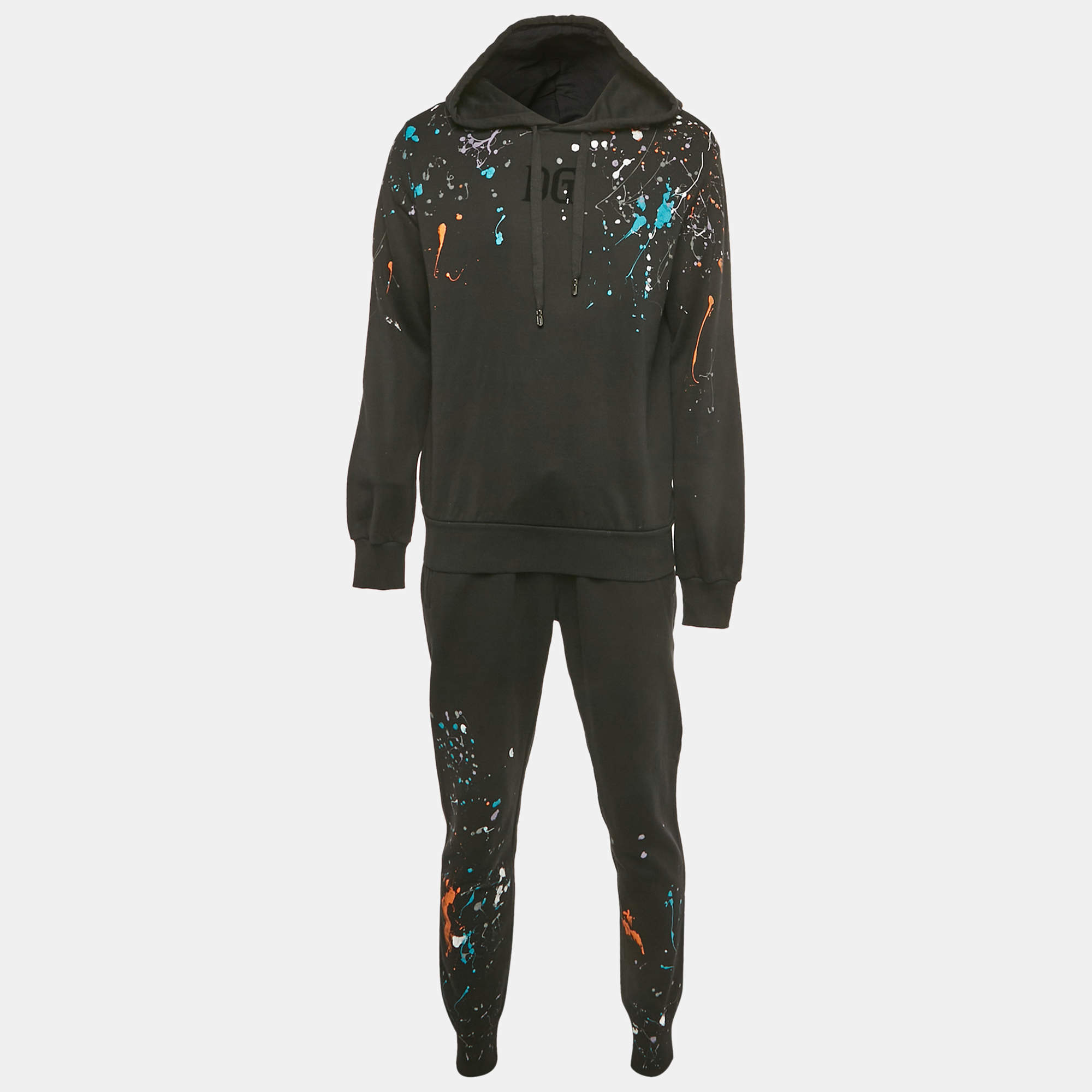 مملوكة مسبقًا بدلة رياضية قطنية بطبعة تنقيط سوداء دولتشي أند غابانا مقاس وسط (ميديم)