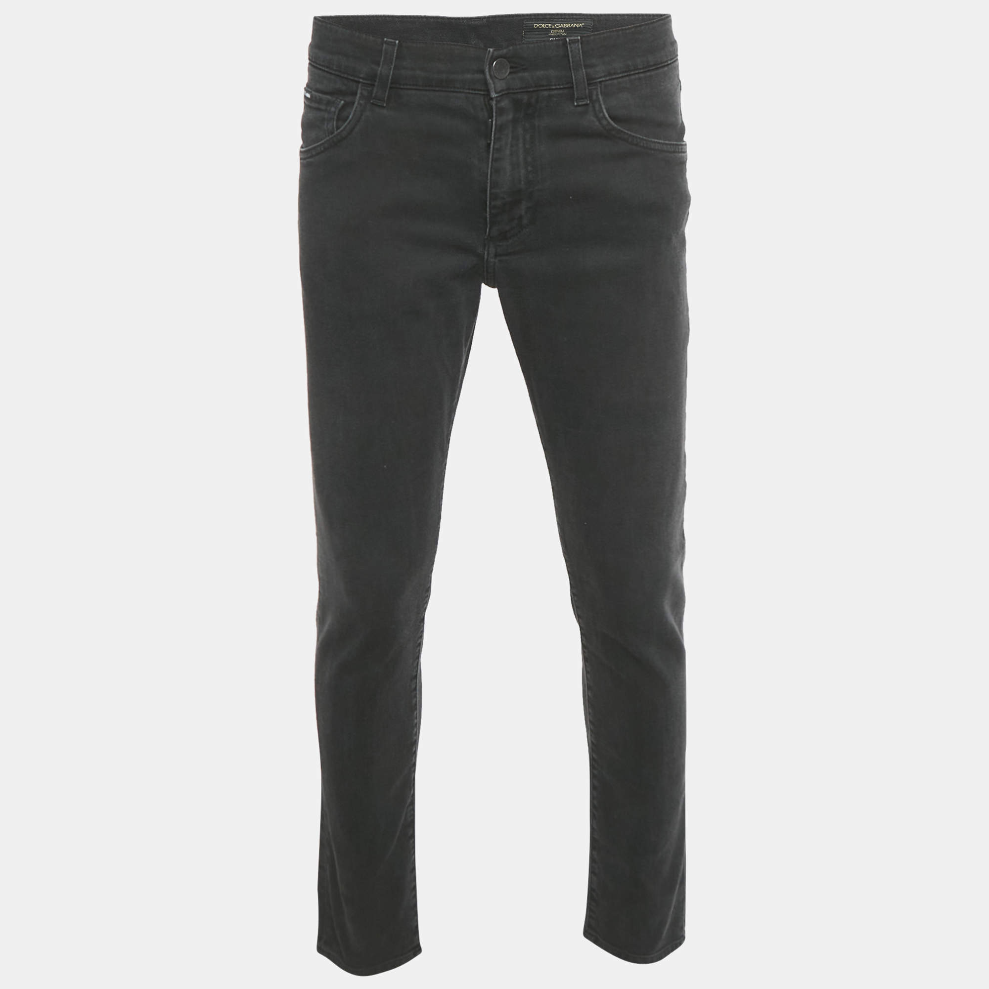 مملوكة مسبقًا بنطلون جينز دولتشي أند غابانا دِنِم ضيق أسود مقاس وسط 33 إنش ميديم