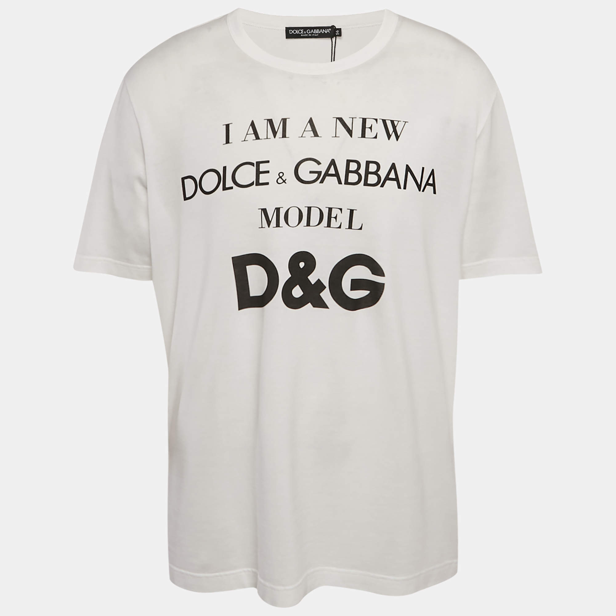 مملوكة مسبقًا Dolce & Gabbana White Logo Model printed Cotton Knit T-Shirt 3XL