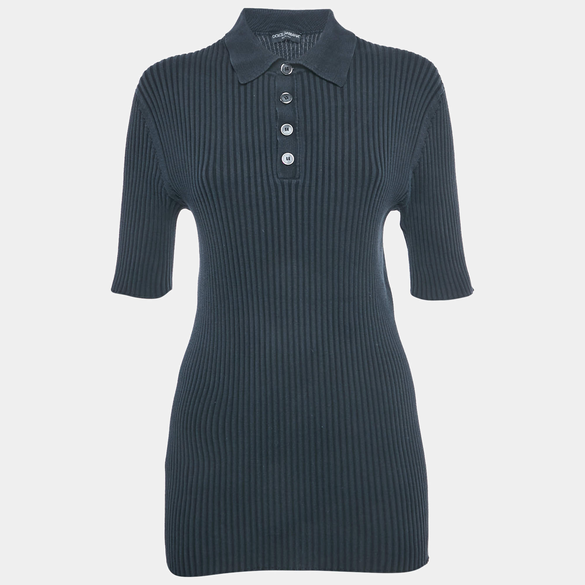 Pre Owned تـي شـيـرت دولتشي أند غابانا أزرق بحري مضلع مقاس ضخم جدًا - إكس إكس لارج