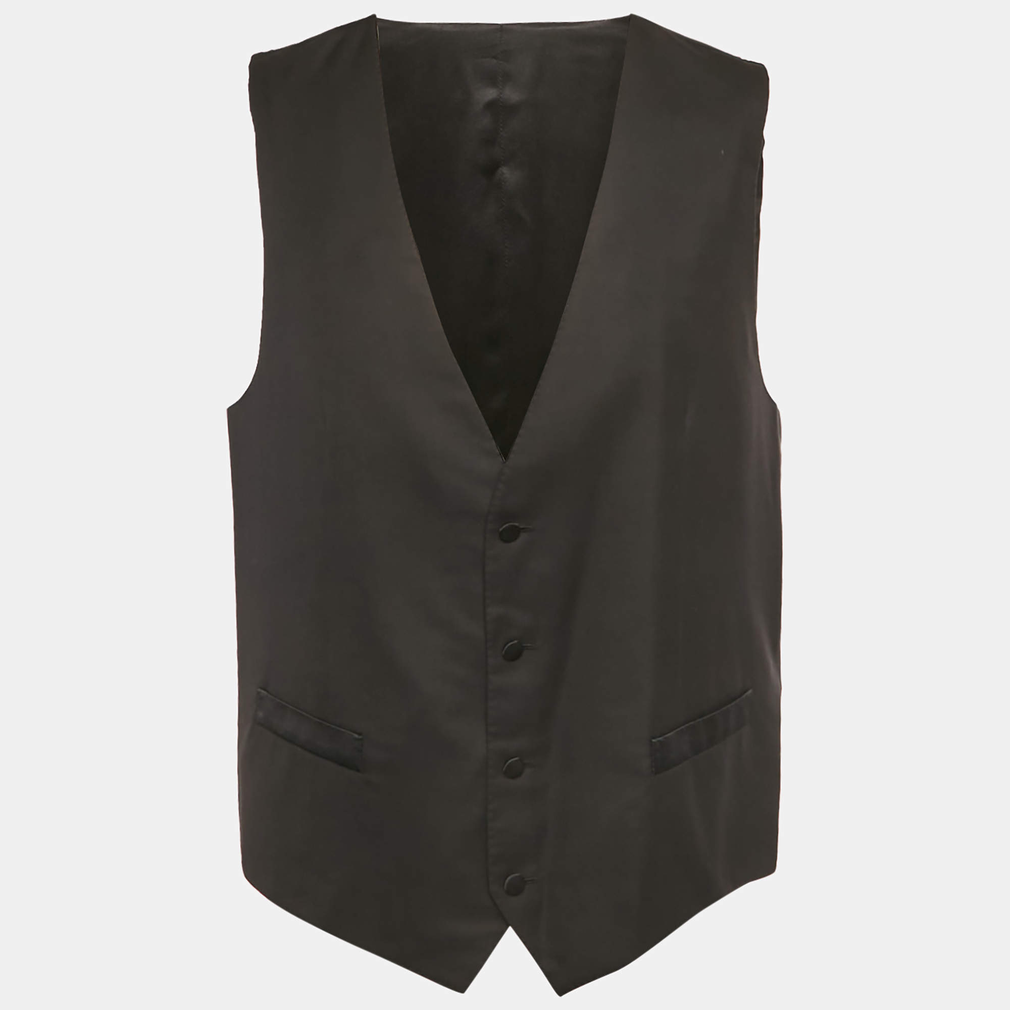 Pre Owned Dolce & Gabbana Black Wool and Silk Waistcoat L