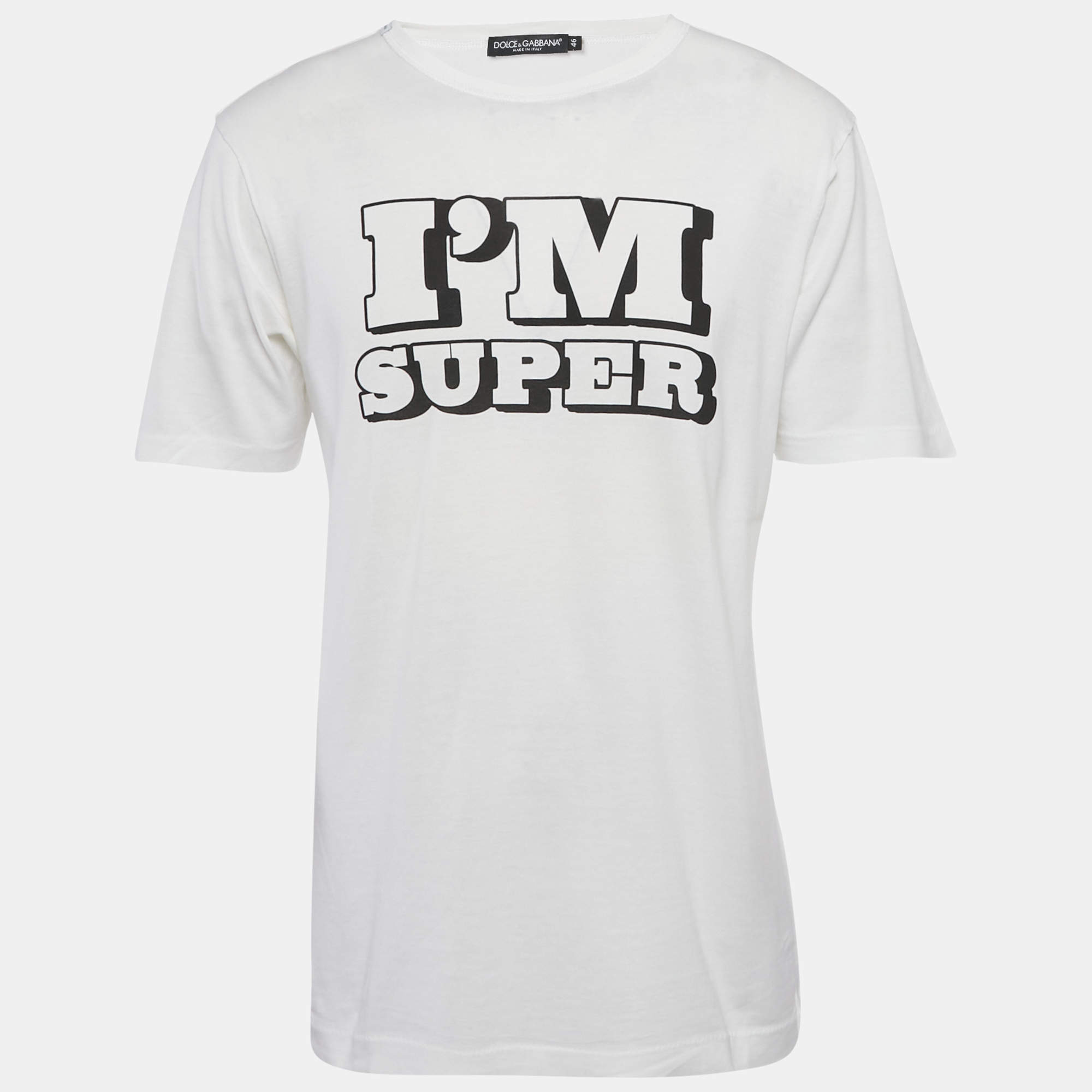 مملوكة مسبقًا Dolce & Gabbana White Printed Jersey T-Shirt S