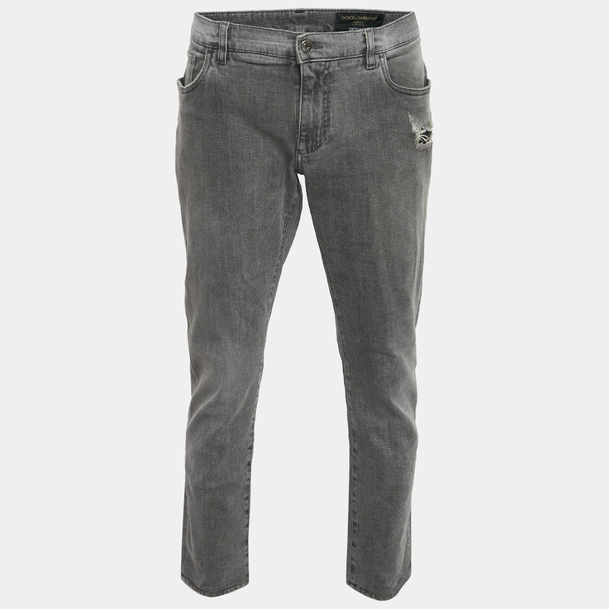 مملوكة مسبقًا Dolce & Gabbana Grey Denim Skinny Jeans M/Waist 40"