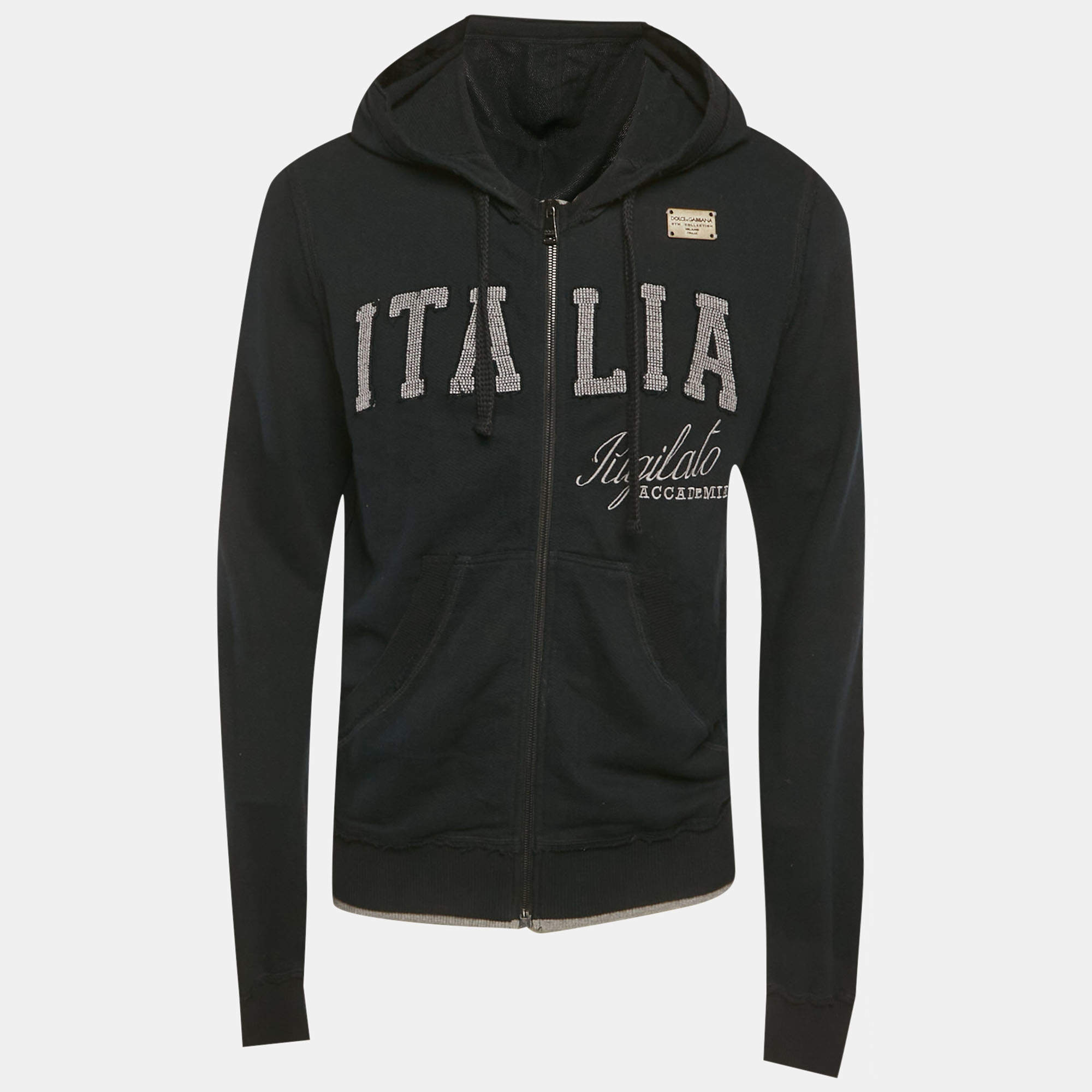 Pre Owned Dolce & Gabbana Black Cotton Raw Edge Jacket XS