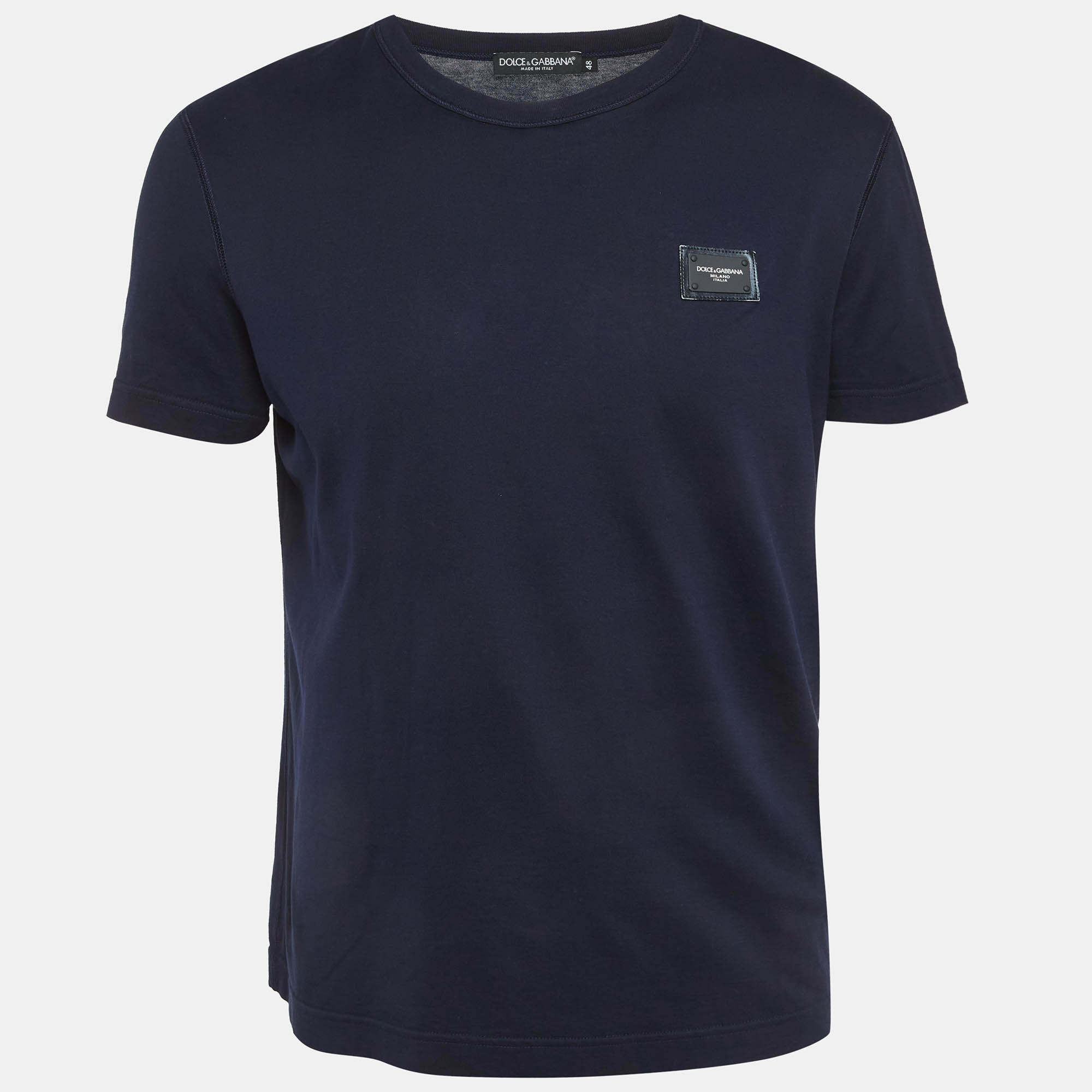 Pre Owned Dolce & Gabbana Blue Jersey Crewneck T-Shirt M