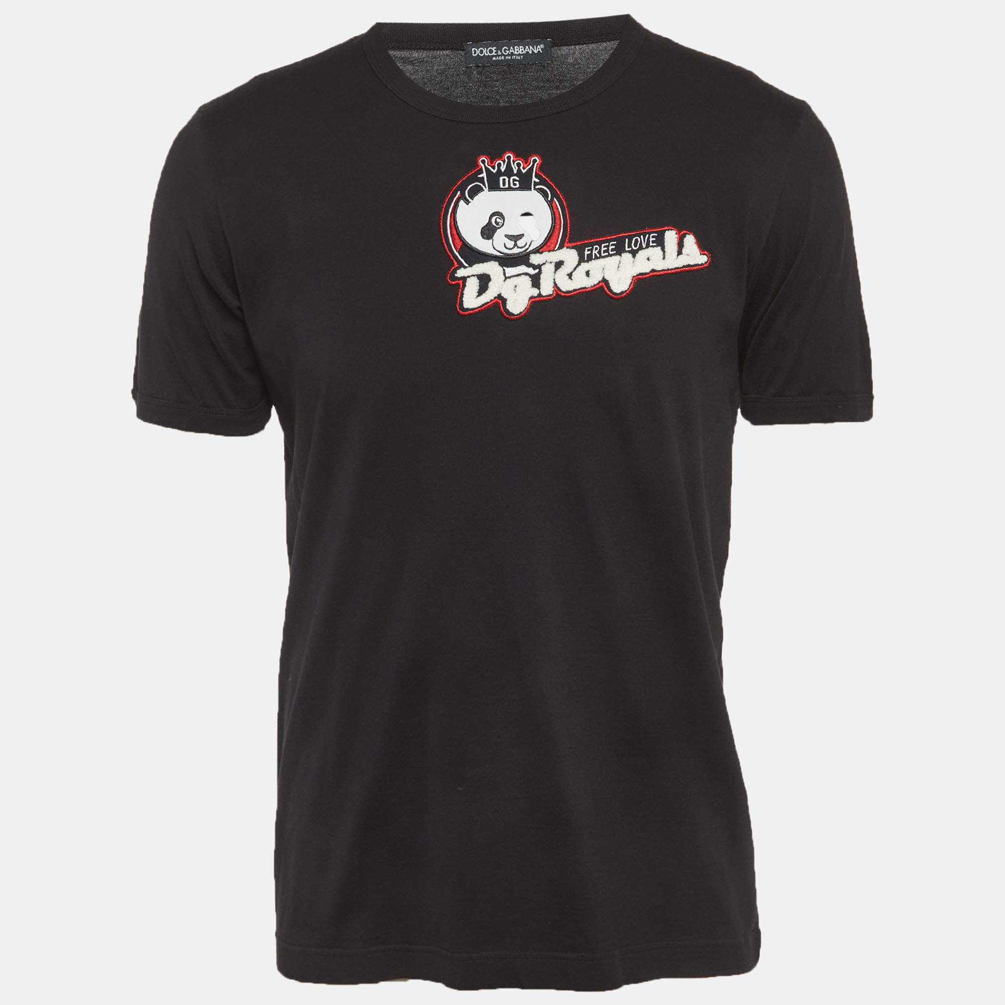 مملوكة مسبقًا Dolce & Gabbana Black Applique Jersey T-Shirt XL