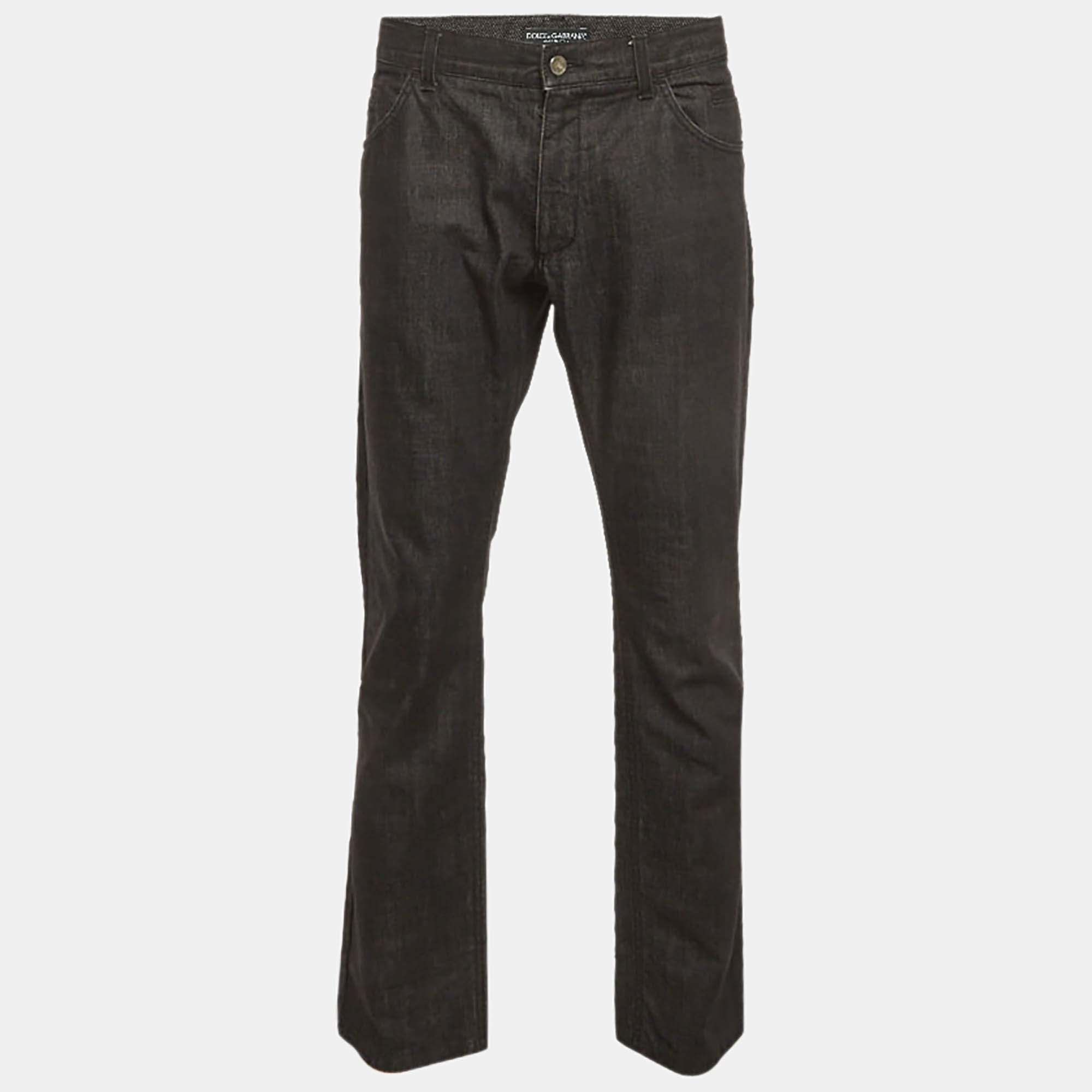 Pre Owned Dolce & Gabbana Black Denim Straight Fit Jeans XL/ Waist 37"