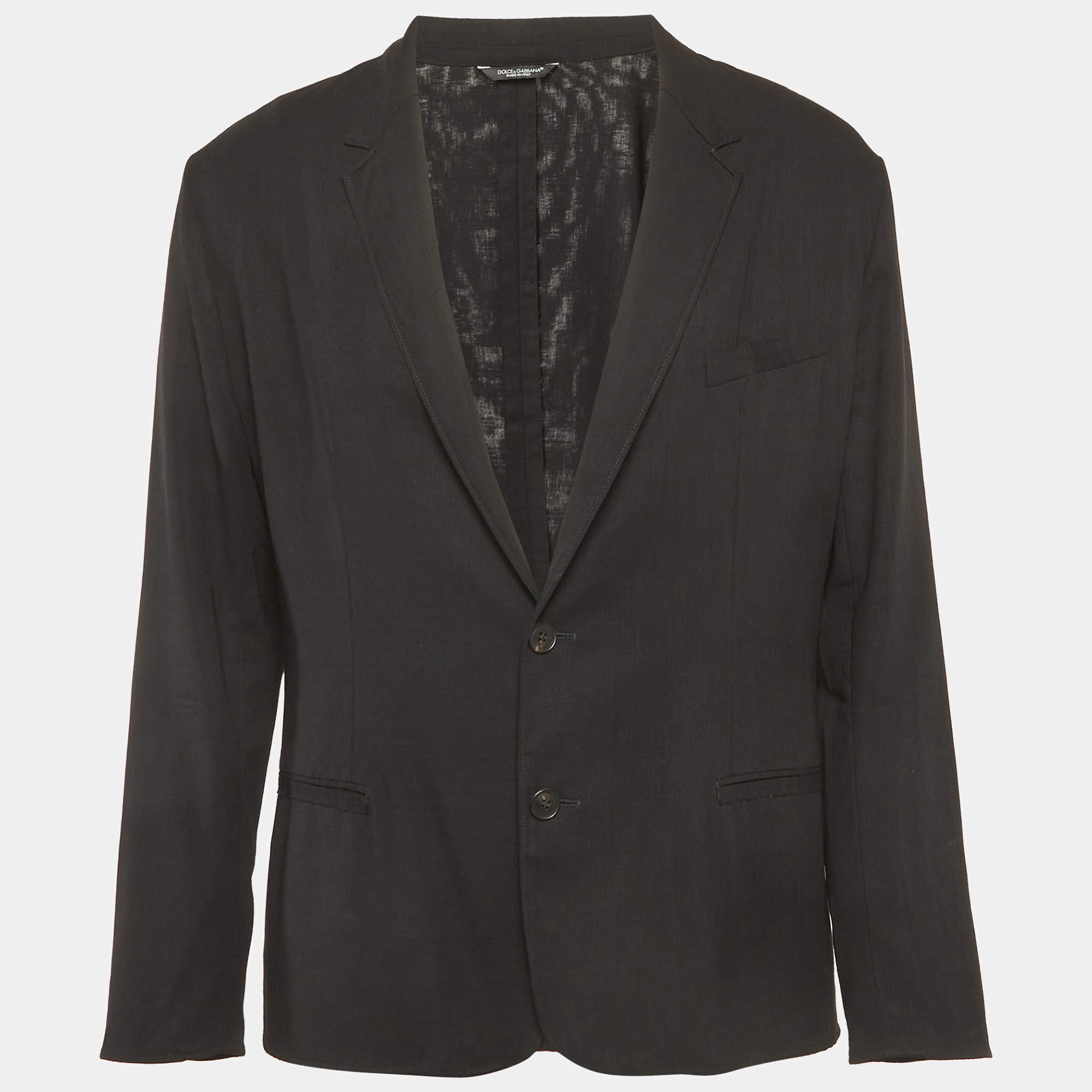 Pre Owned بليزر دولتشي أند غابانا خفيف صوف أسود مقاس ضخم جدًا - إكس إكس لارج