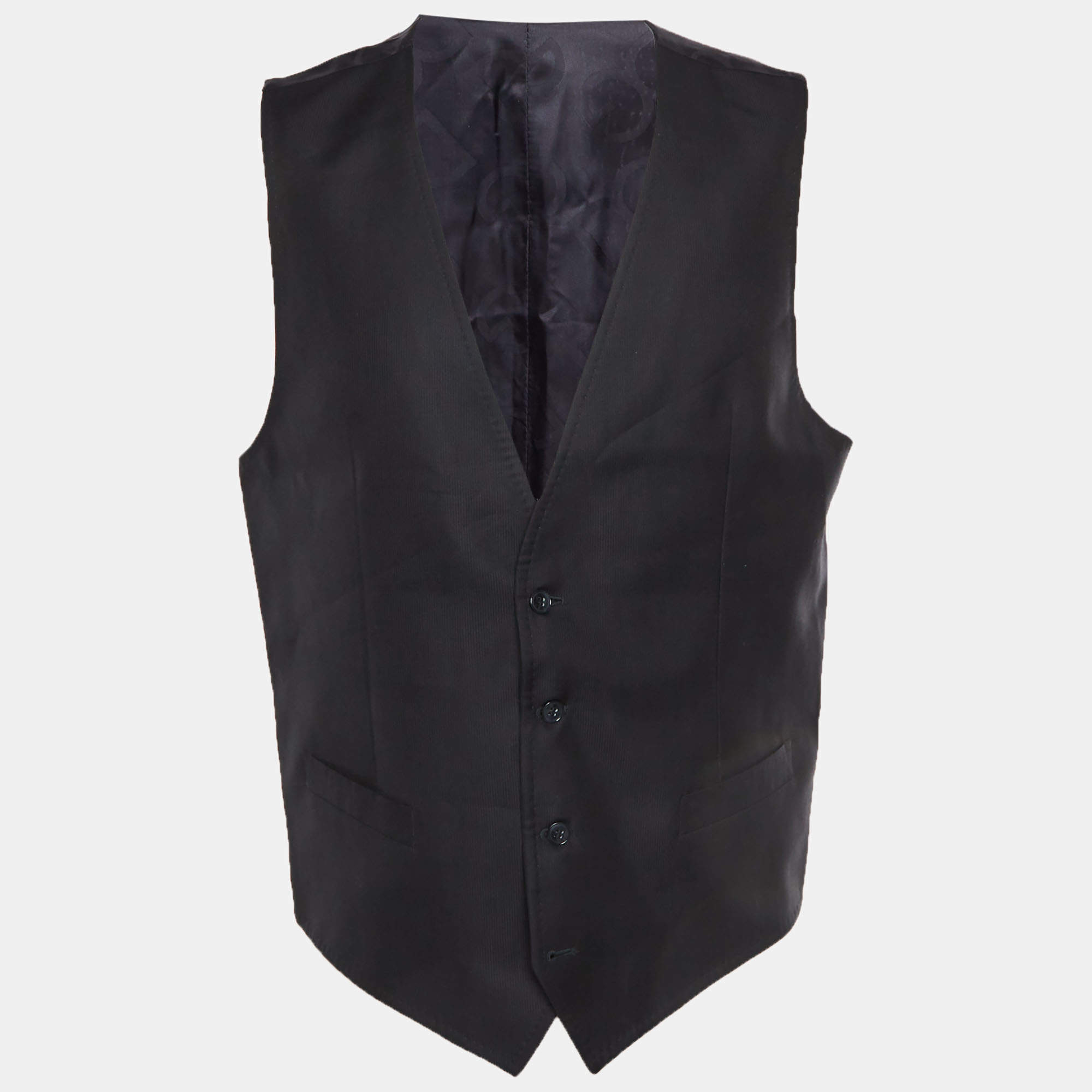 Pre Owned Dolce & Gabbana Navy Blue Cotton Button Vest XL