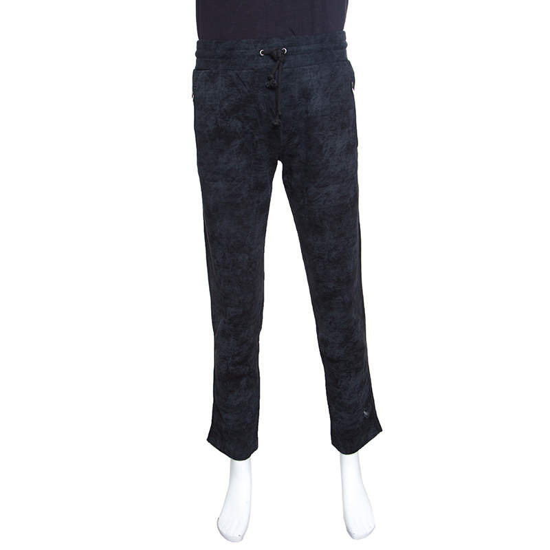 Pre Owned Dolce & Gabbana Navy Blue Washed Effect Sweatpants XS