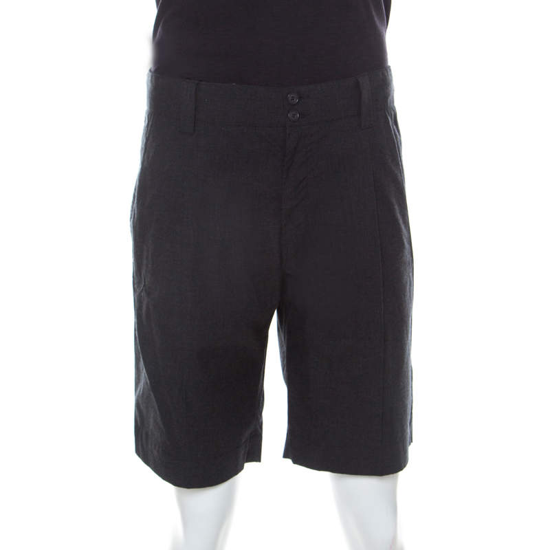 Pre Owned Dolce & Gabbana Grey Micro Houndstooth Cotton Shorts L