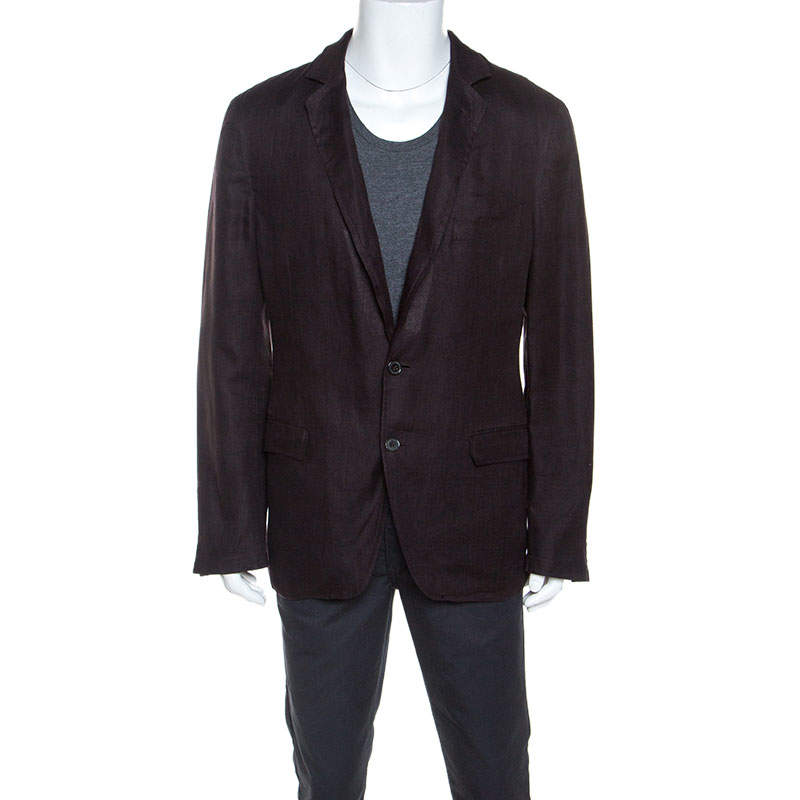 Pre Owned Dolce & Gabbana Brown Linen Blazer XL