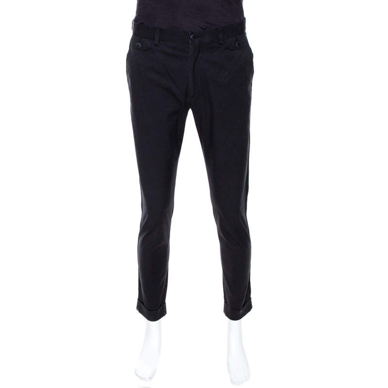 مملوكة مسبقًا بنطلون دولتشي أند غابانا حواف مطرزة قطن أسود M