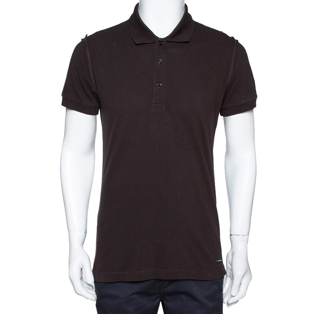 Dolce & Gabbana Brown Cotton Polo T-Shirt M