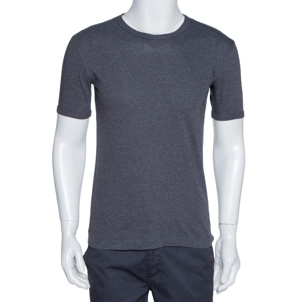 Dolce & Gabbana Grey Cotton Round Neck T-Shirt S