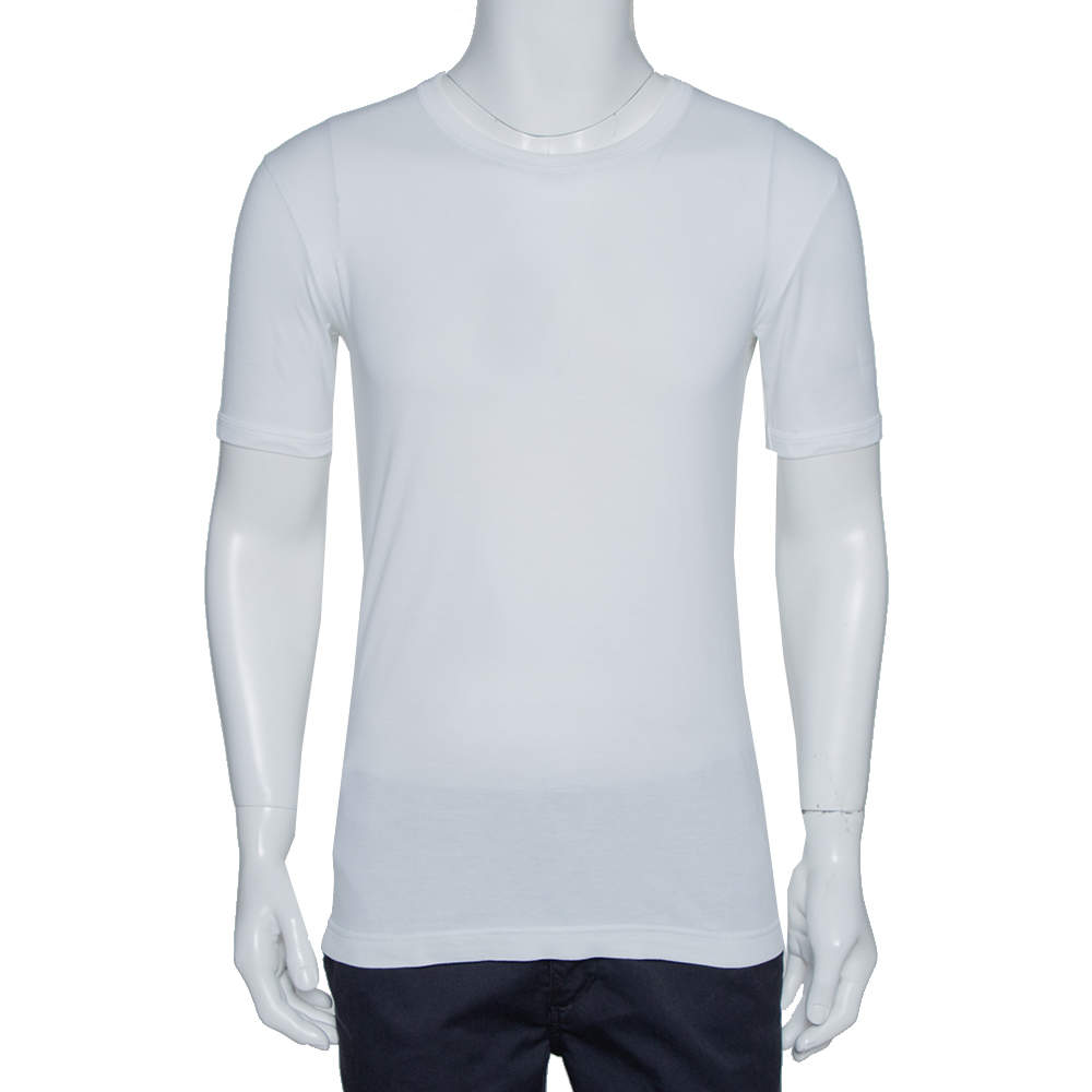 مملوكة مسبقًا Dolce & Gabbana White Cotton Round Neck T-Shirt S