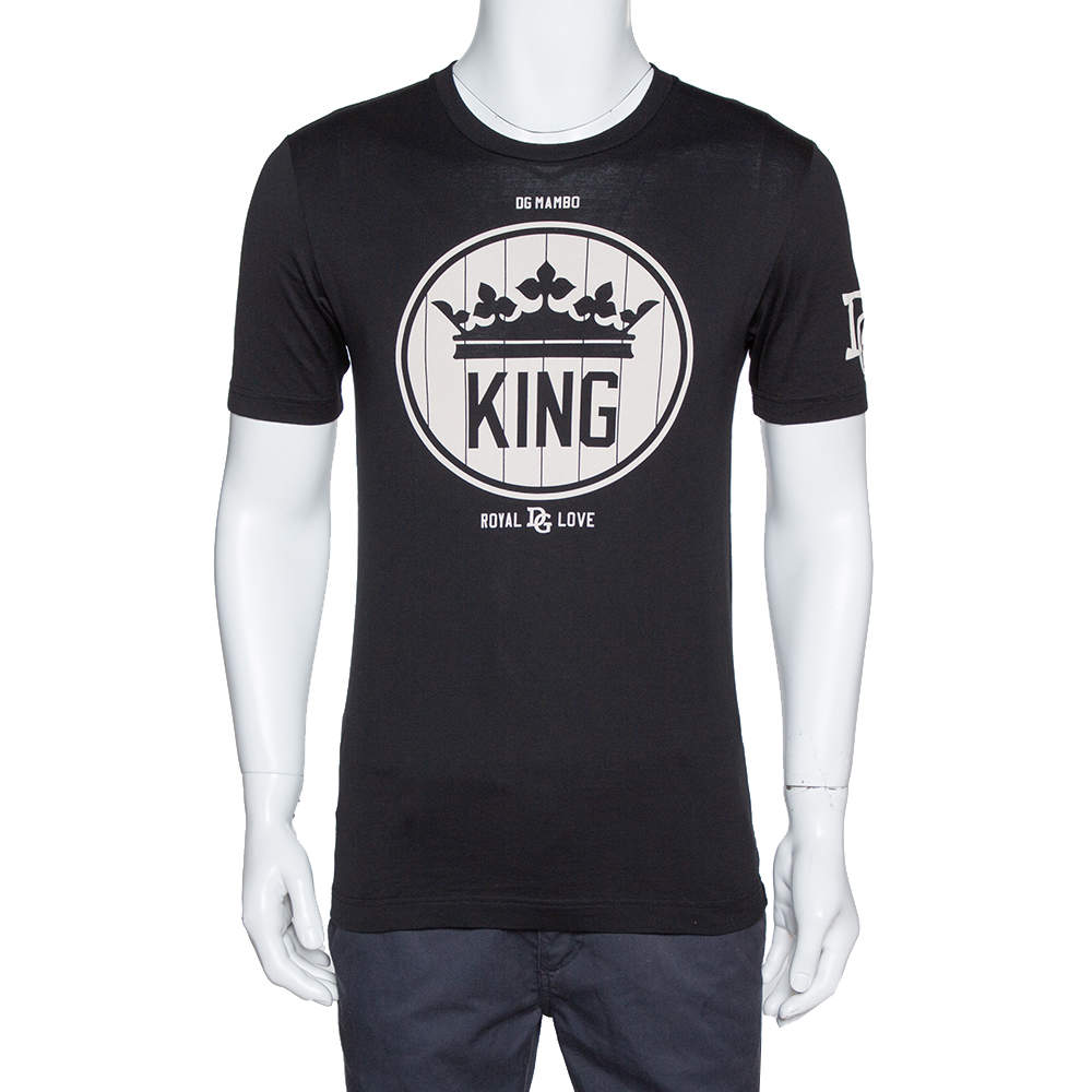 Dolce & Gabbana DG Millennials Black Cotton King Print T Shirt S