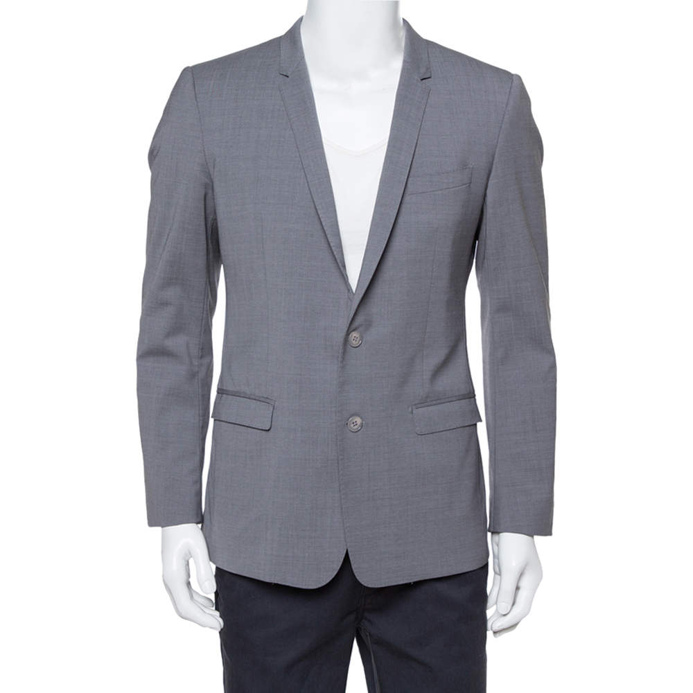 Pre Owned Dolce & Gabbana Gold Grey Wool Two Buttoned Jacket L