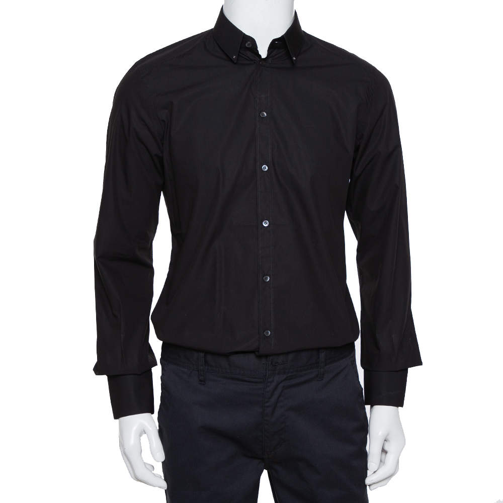 Pre Owned Dolce & Gabbana Black Cotton Button Front Shirt L
