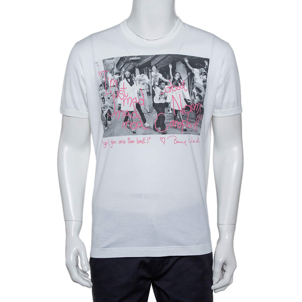 Dolce & Gabbana for Naomi White Photo Printed Cotton Crewneck T-Shirt XL