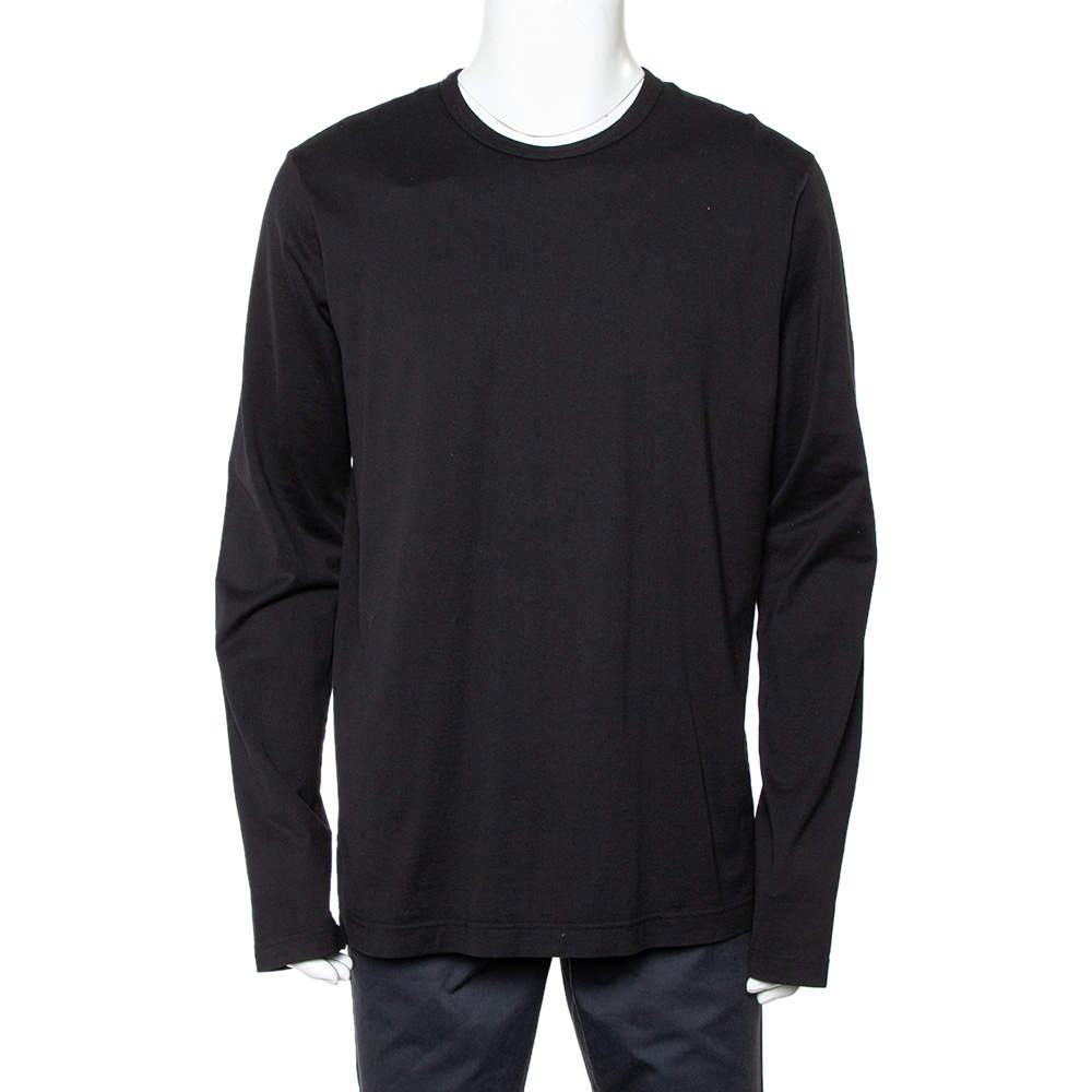 مملوكة مسبقًا Dolce & Gabbana Black Cotton Long Sleeve Crewneck T-Shirt XXL