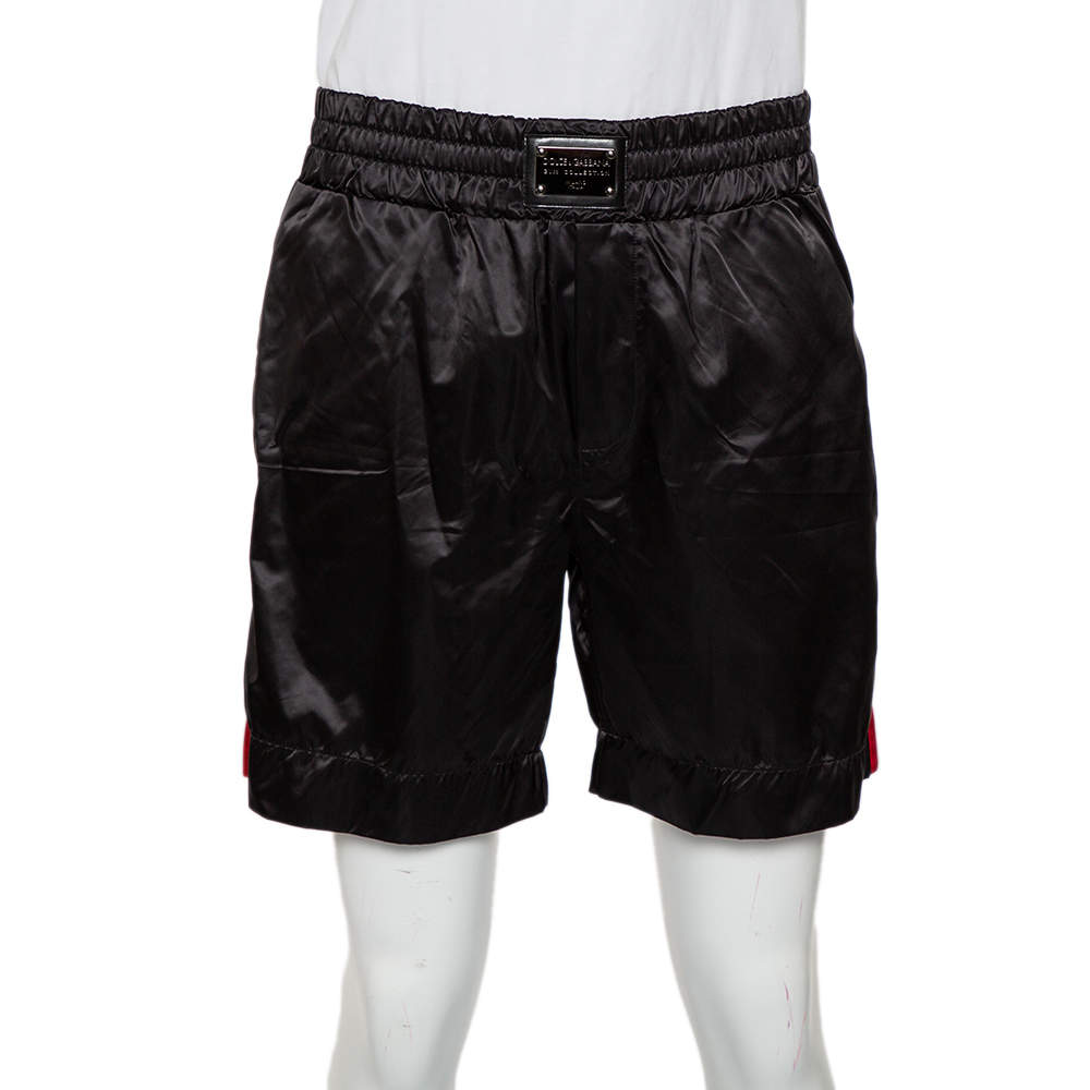 Pre Owned Dolce & Gabbana Black Synthetic Side Strip Detail Shorts XL