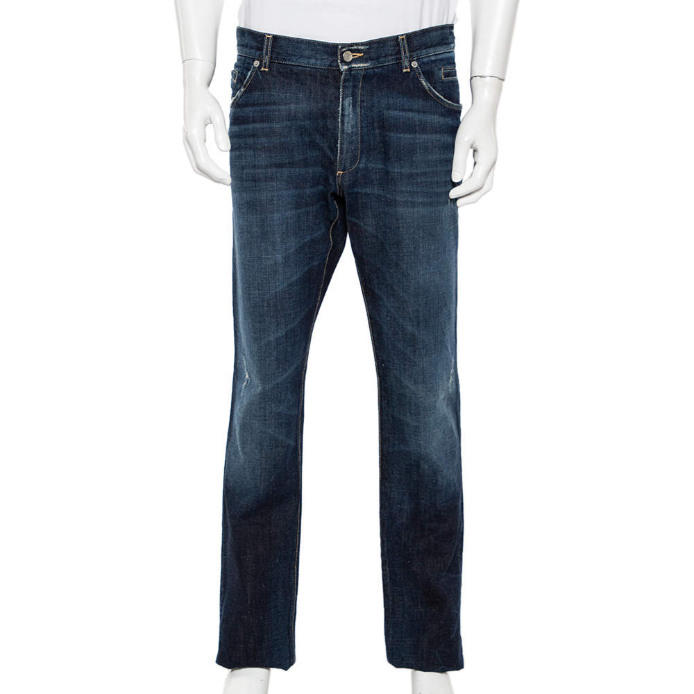 مملوكة مسبقًا بنطلون جينز دولتشي أند غابانا ممزق 16 دنيم كحلي مقاس كبير جداً جداً