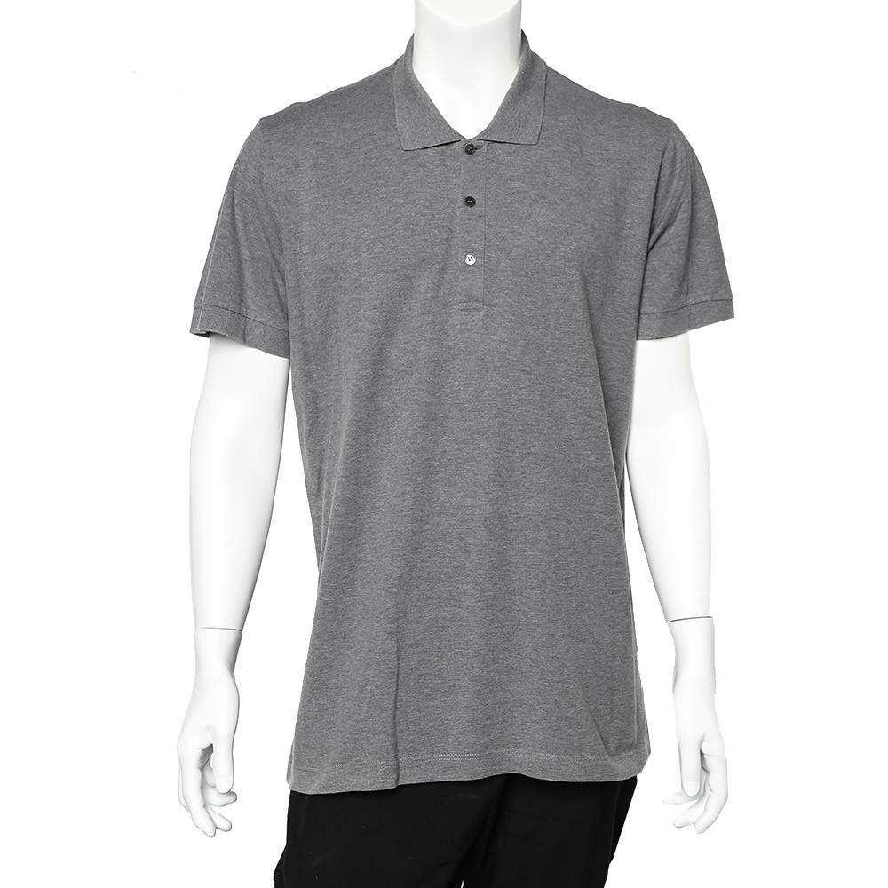 مملوكة مسبقًا  تي شيرت دولتشي آند غابانا بولو بيكيه قطن رصاصي كبير جدًا جدًا جدًا -  إكس إكس إكس لارج