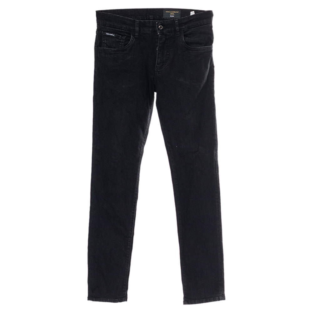Pre Owned Dolce & Gabbana Black Denim Slim Fit Jeans XS