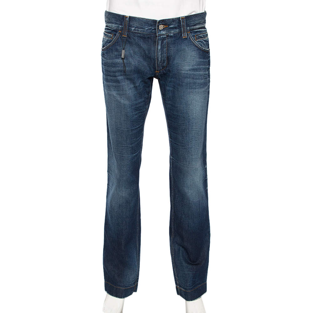 Pre Owned بنطلون جينز دولتشي أند غابانا 14 دنيم أزرق مغسول متوسط مقاس كبير