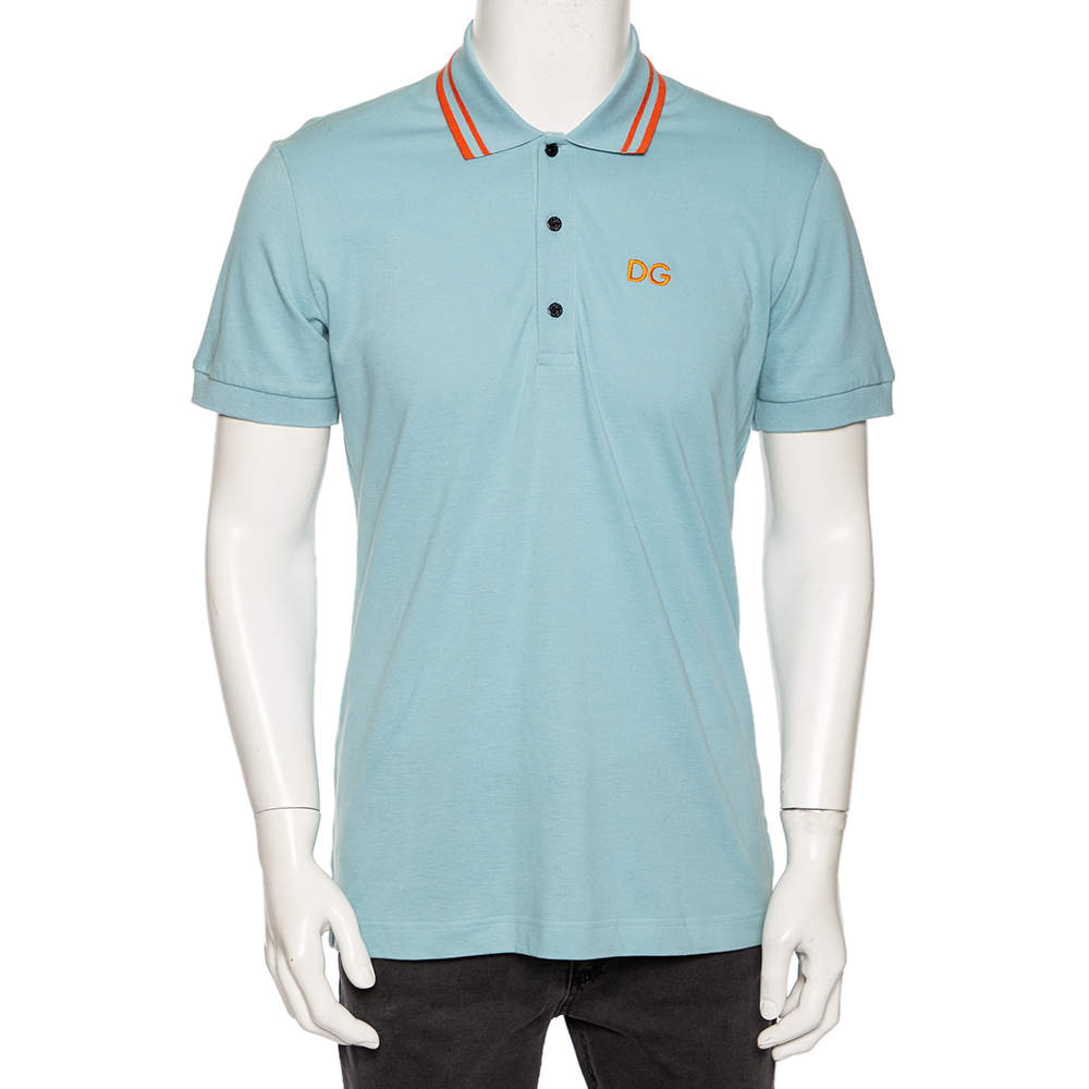 مملوكة مسبقًا Dolce & Gabbana Light Cotton DG Logo Polo T Shirt L