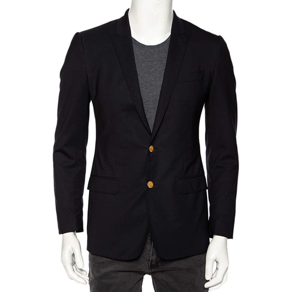 Pre Owned Dolce & Gabbana Midnight Blue Wool Tailored Martini Blazer XS
